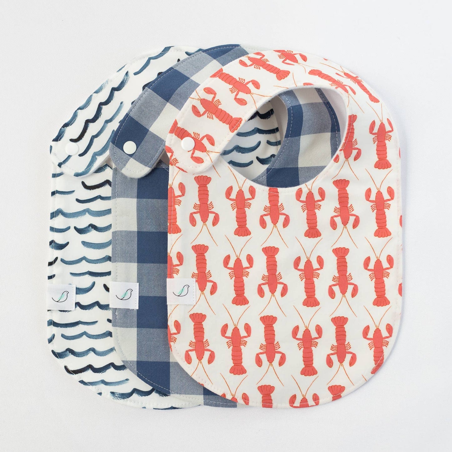Charlie Snap Bib - Denim Gingham