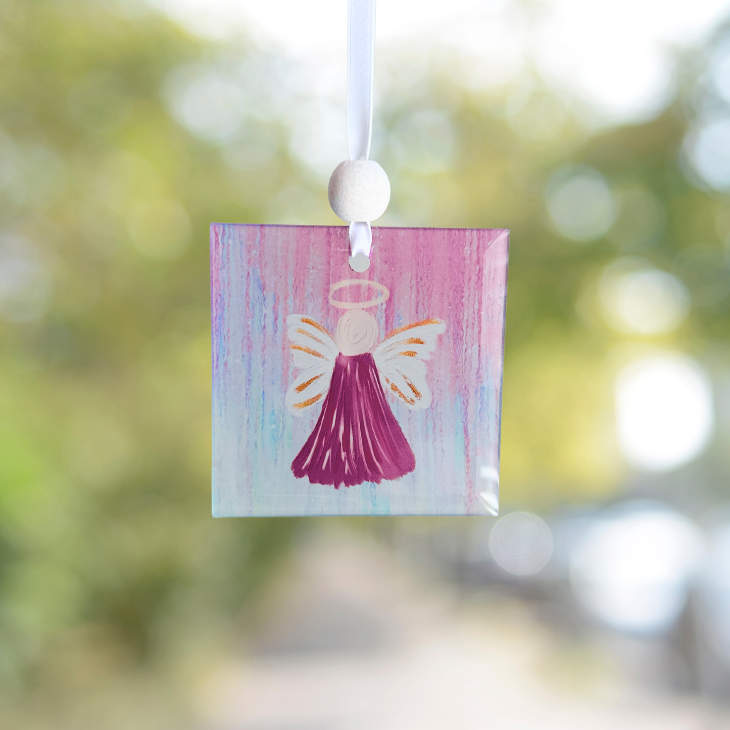 Window Charm - Hand Painted Purple Angel | Suncatcher