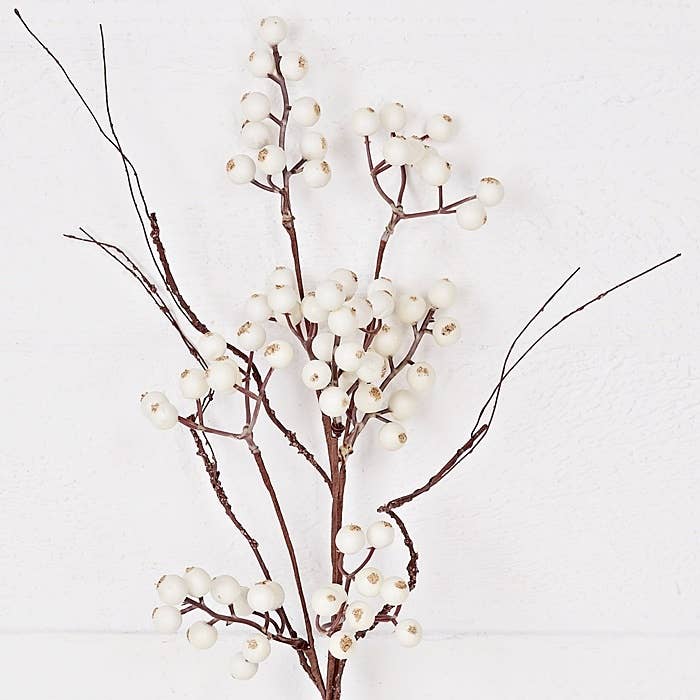 30825- 19in Pick-White snowberries with wispy twigs-