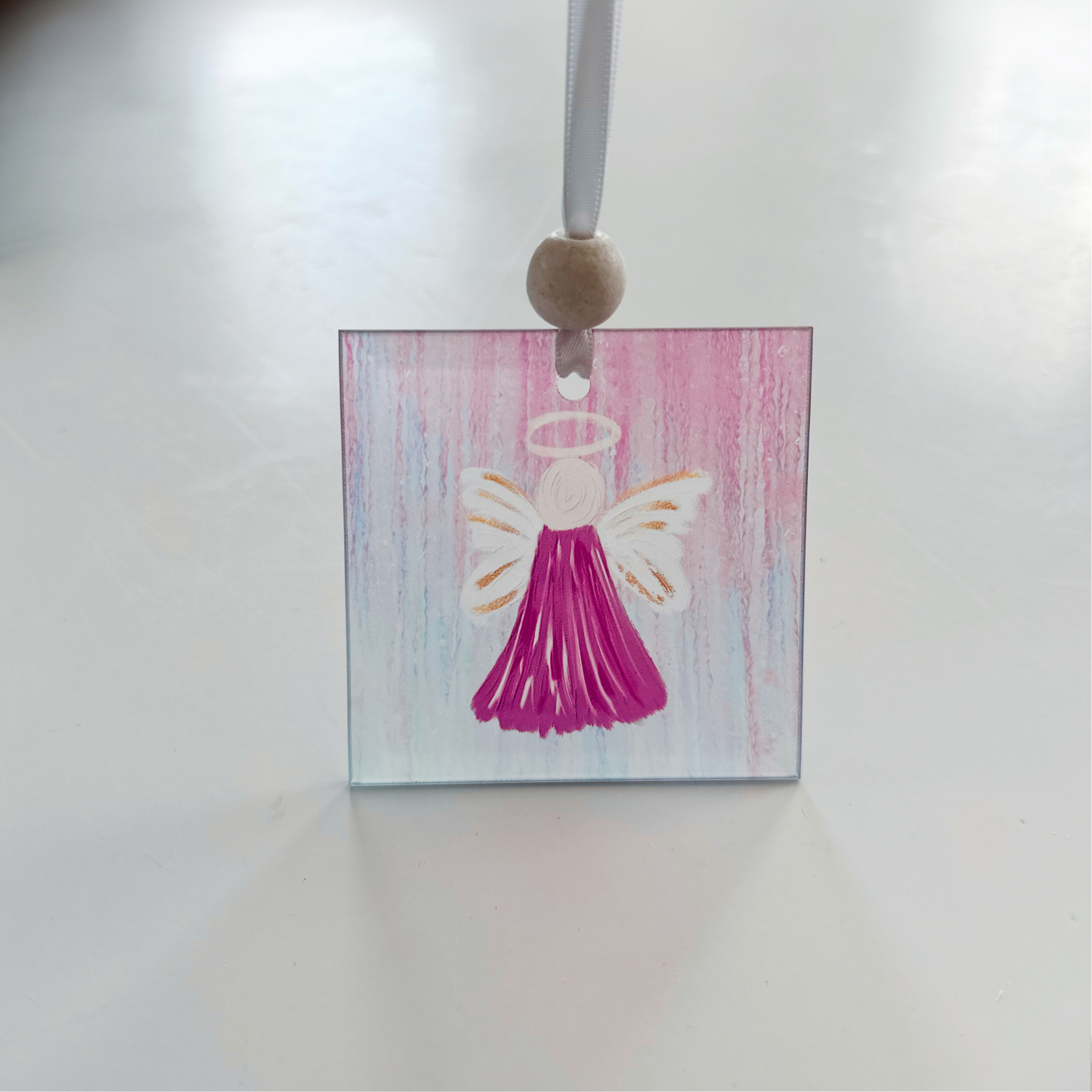 Window Charm - Hand Painted Purple Angel | Suncatcher