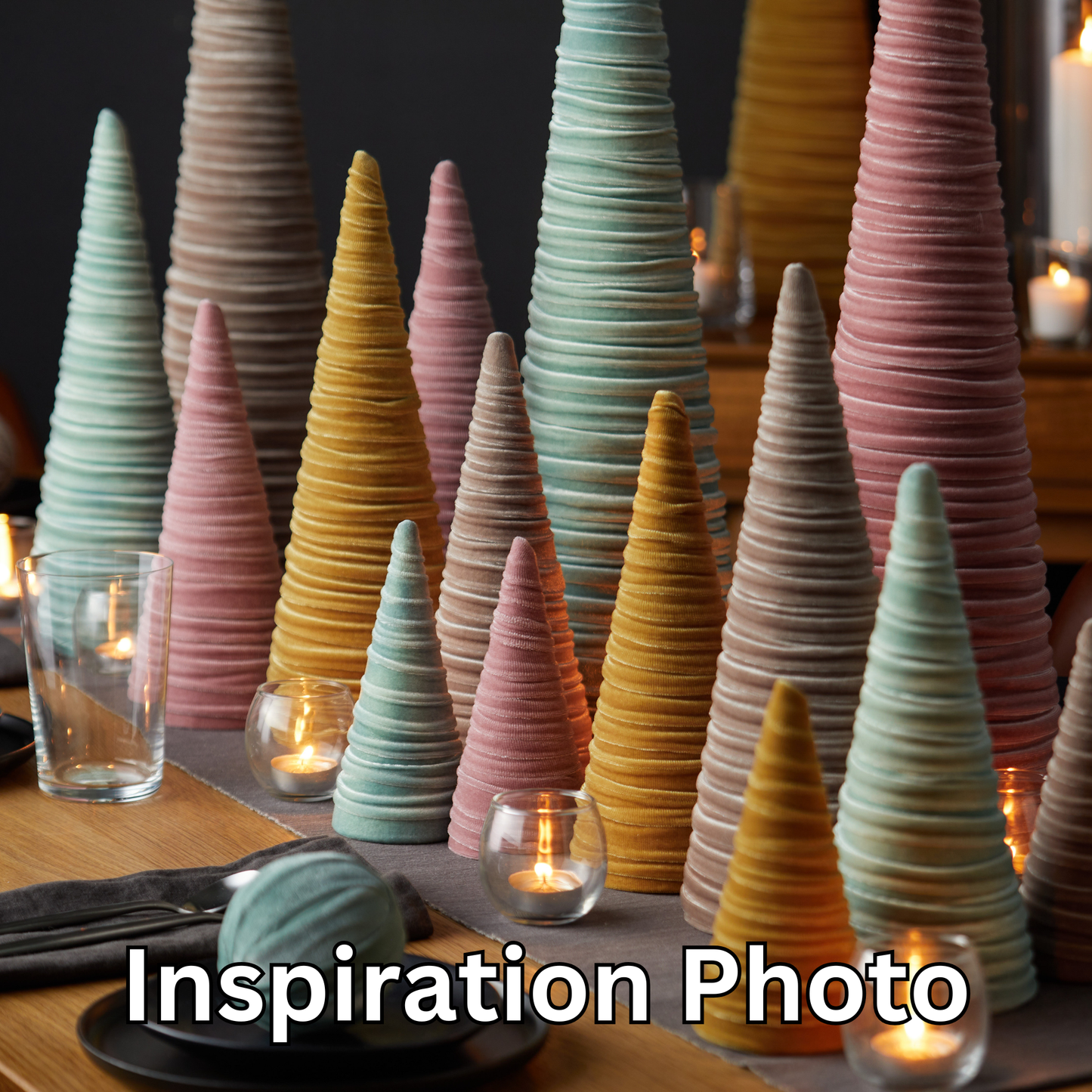 Cones Velvet Medium, Christmas 2025 Tabletop, Mantel, Gift