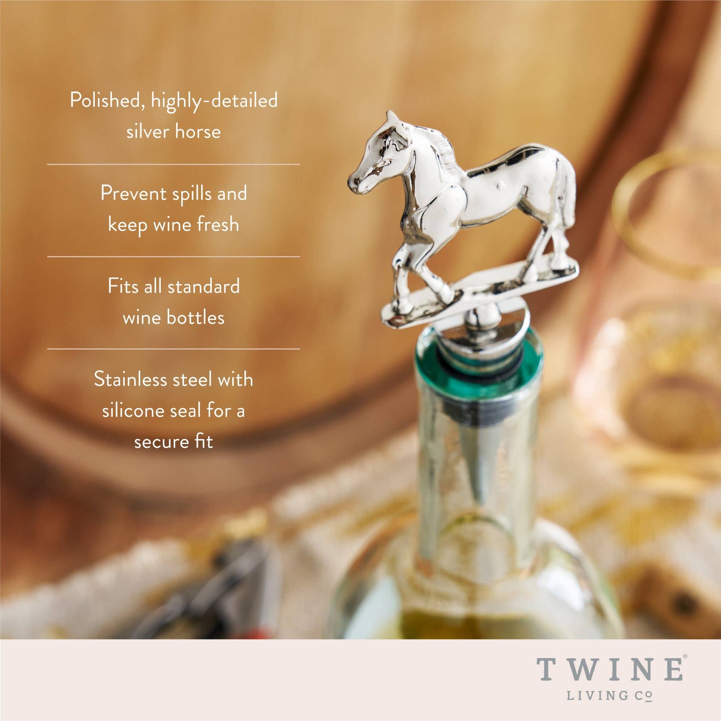 Chrome Finished Pewter Kentucky Derby Racehorse Wine Stopper