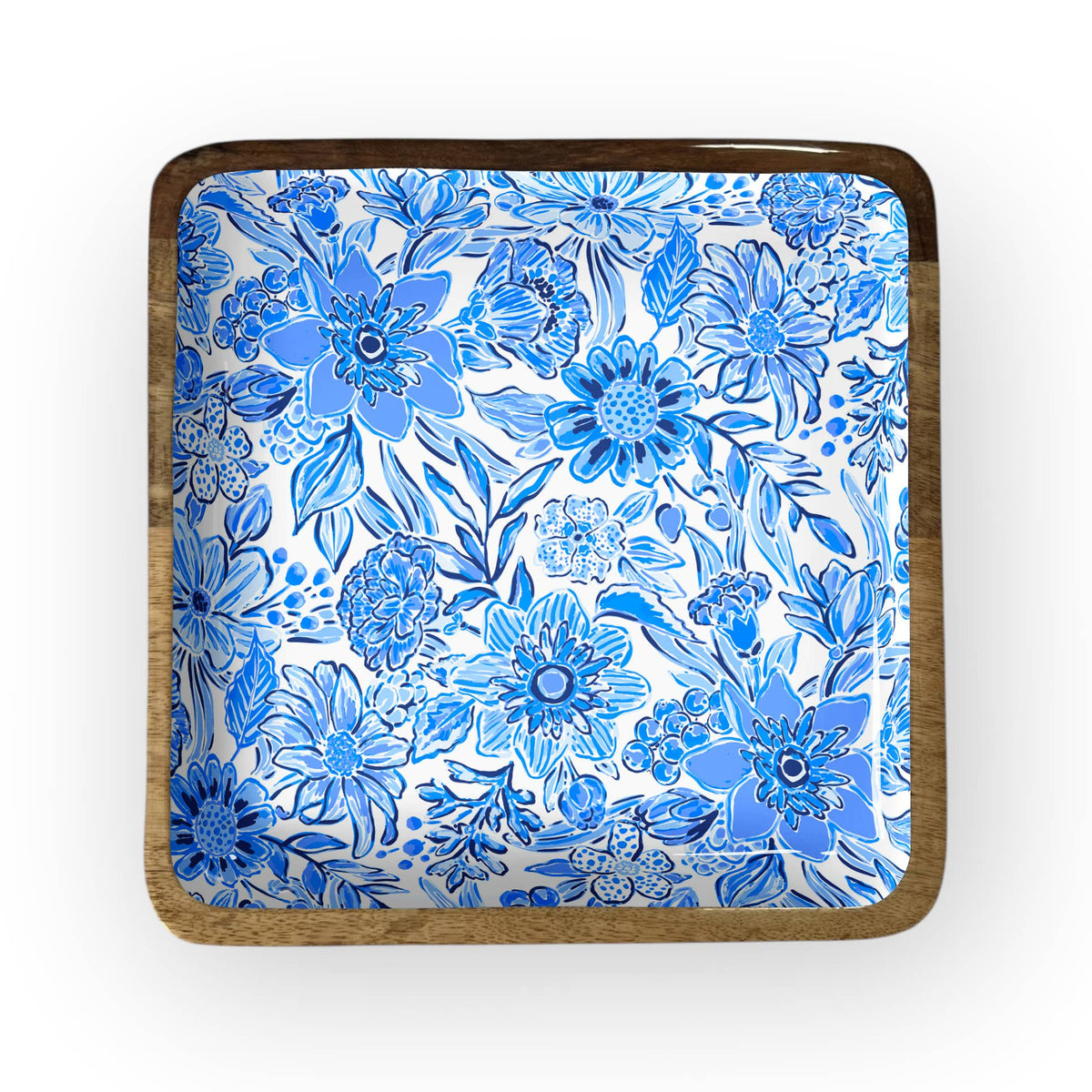 Blue Floral Square Trays (8", 10" or 12" in Packs of 2) 6-07