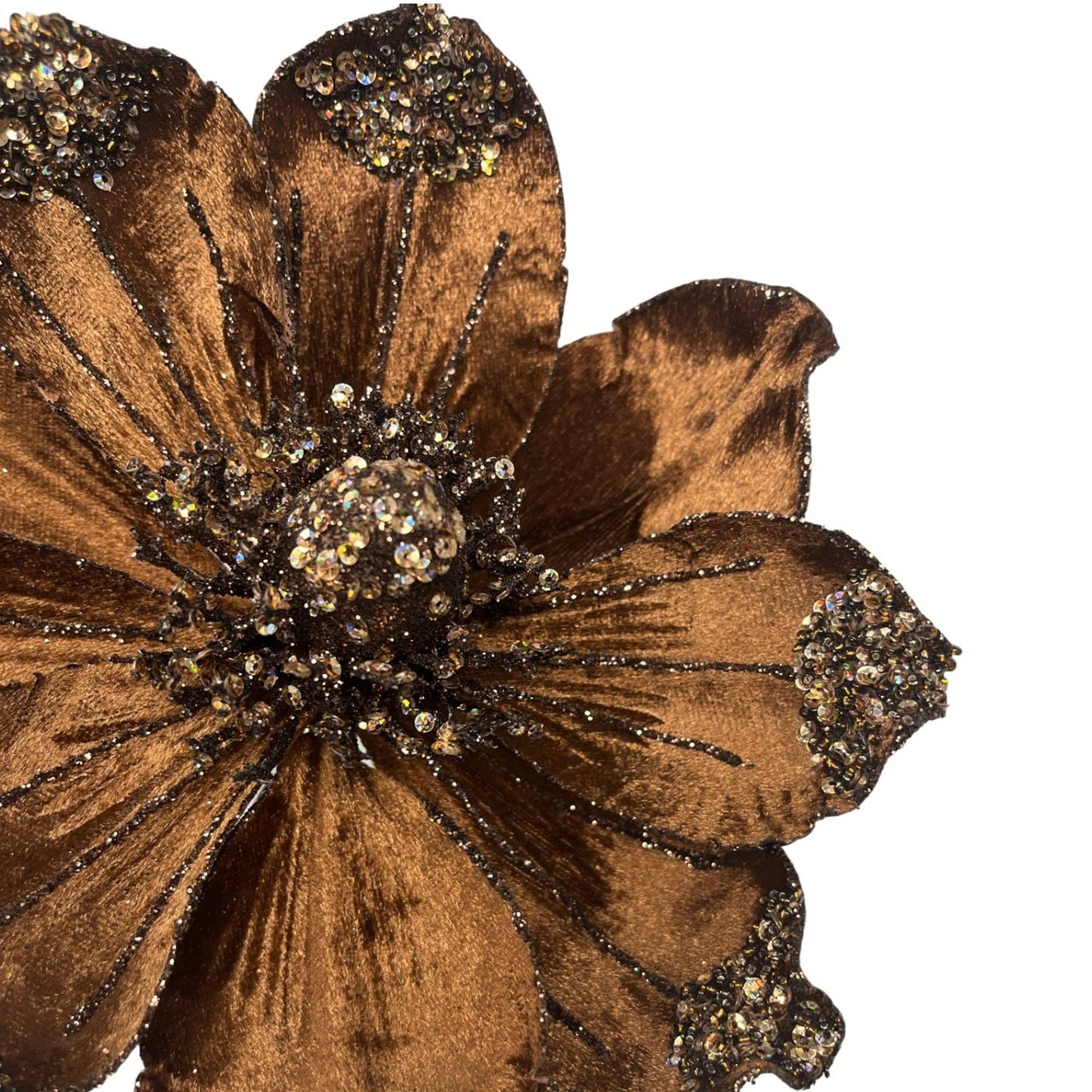 Sequined Bronze Magnolia Stem H:17" Dia:7"