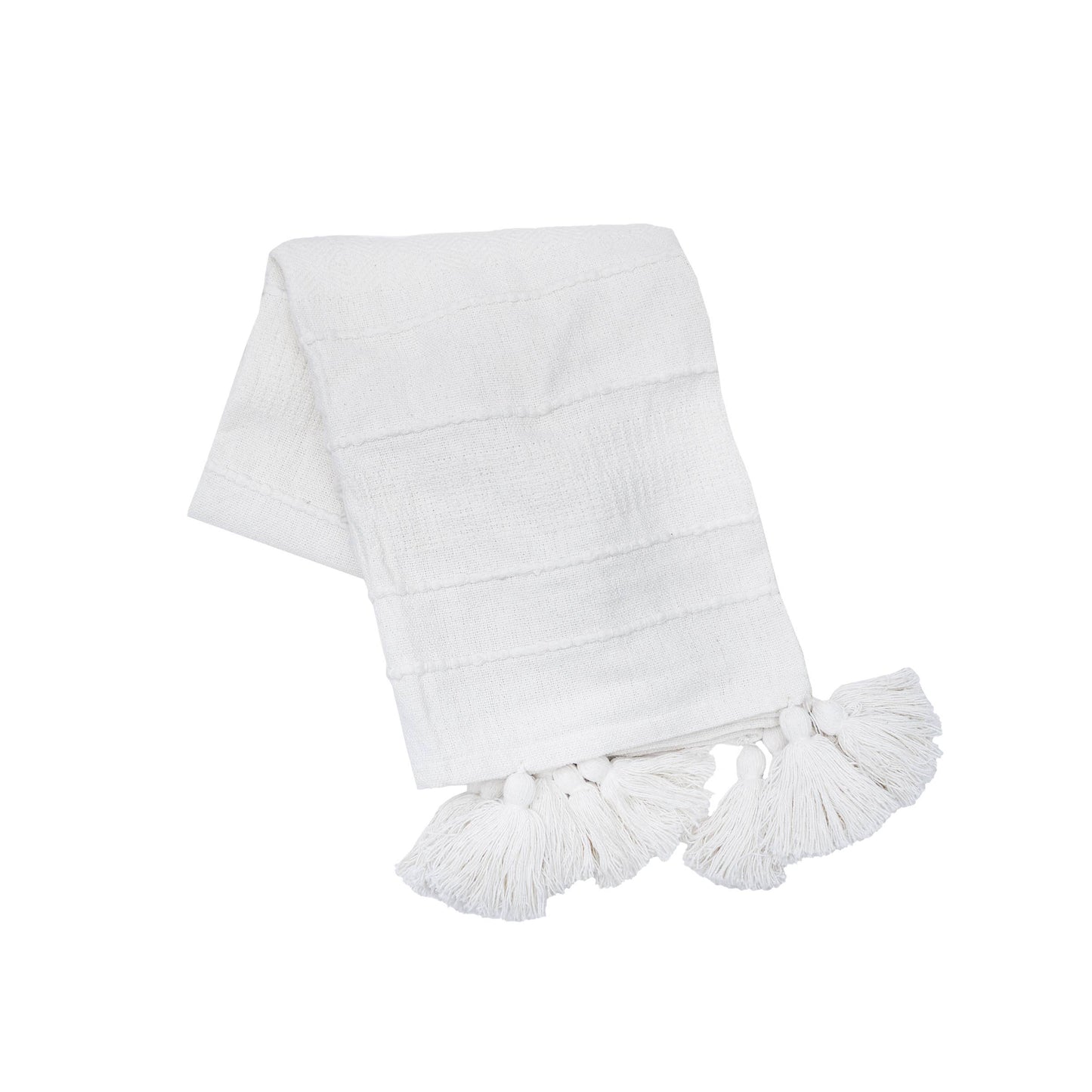 Barton White Tassel Throw Blanket