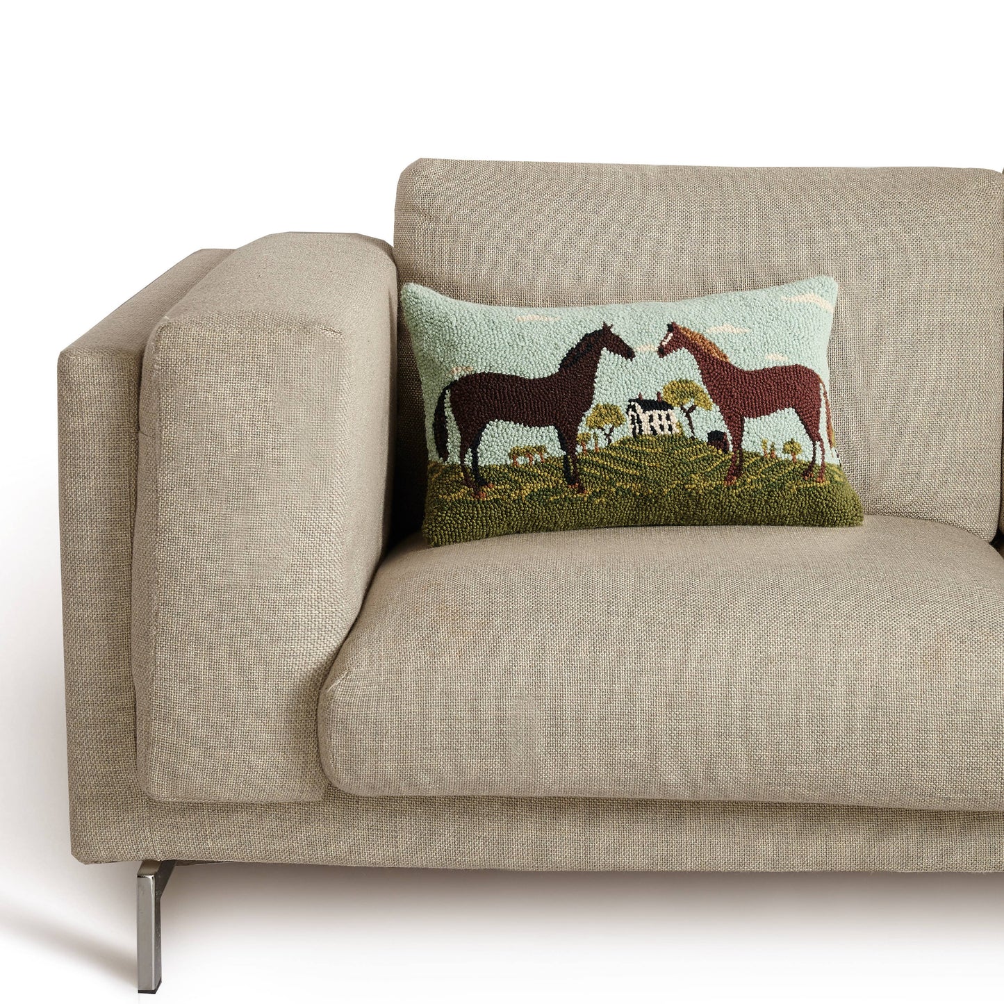 Black And Brown Horses Hook Pillow - Warren Kimble