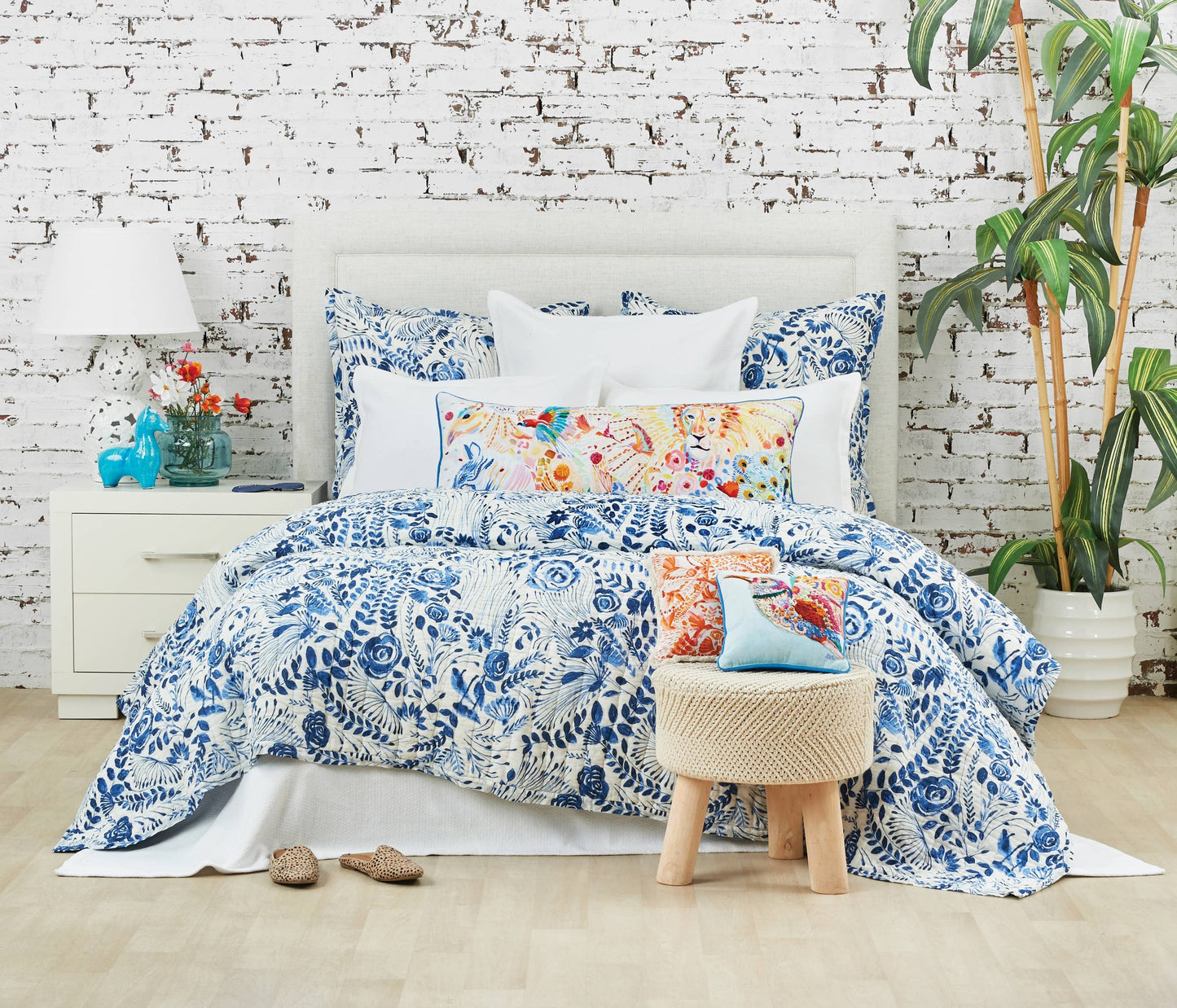 Hummingbird Floral Throw Pillow
