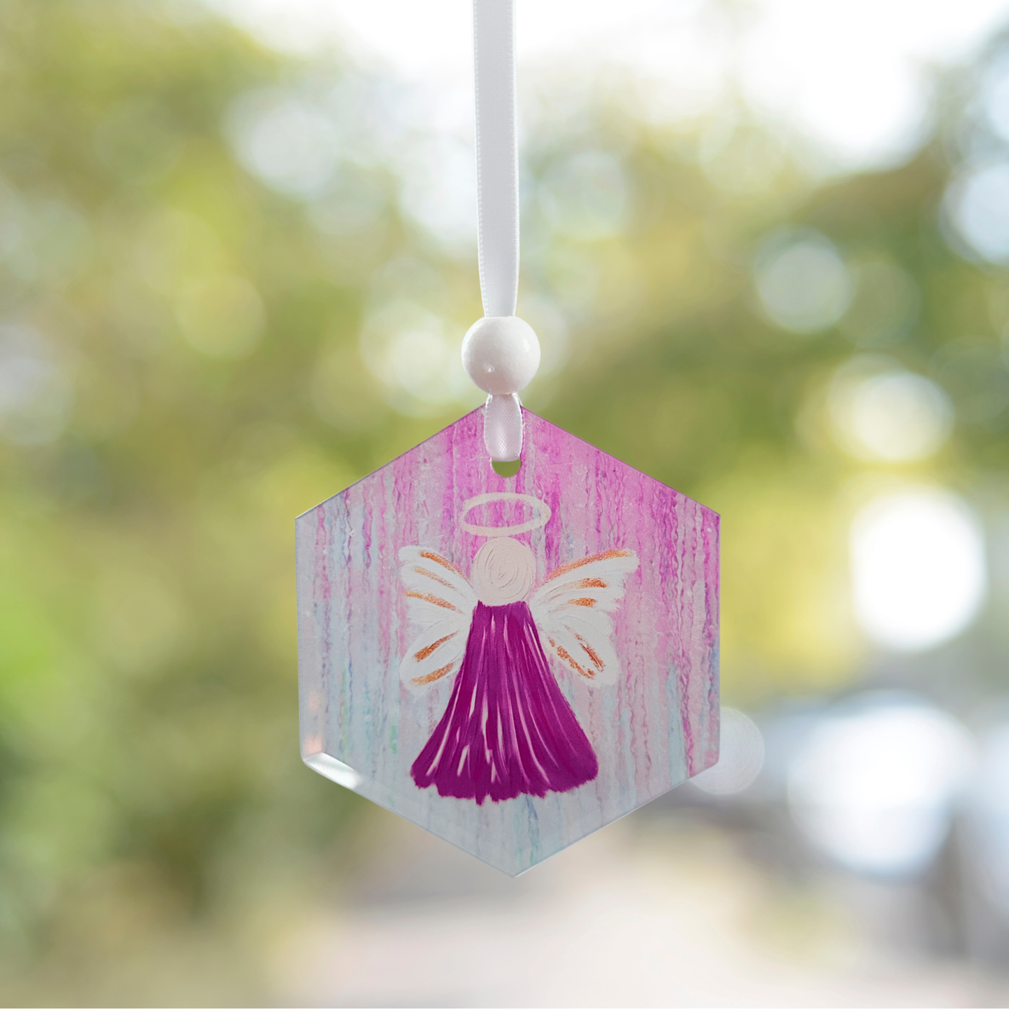Window Charm - Hand Painted Purple Angel | Suncatcher