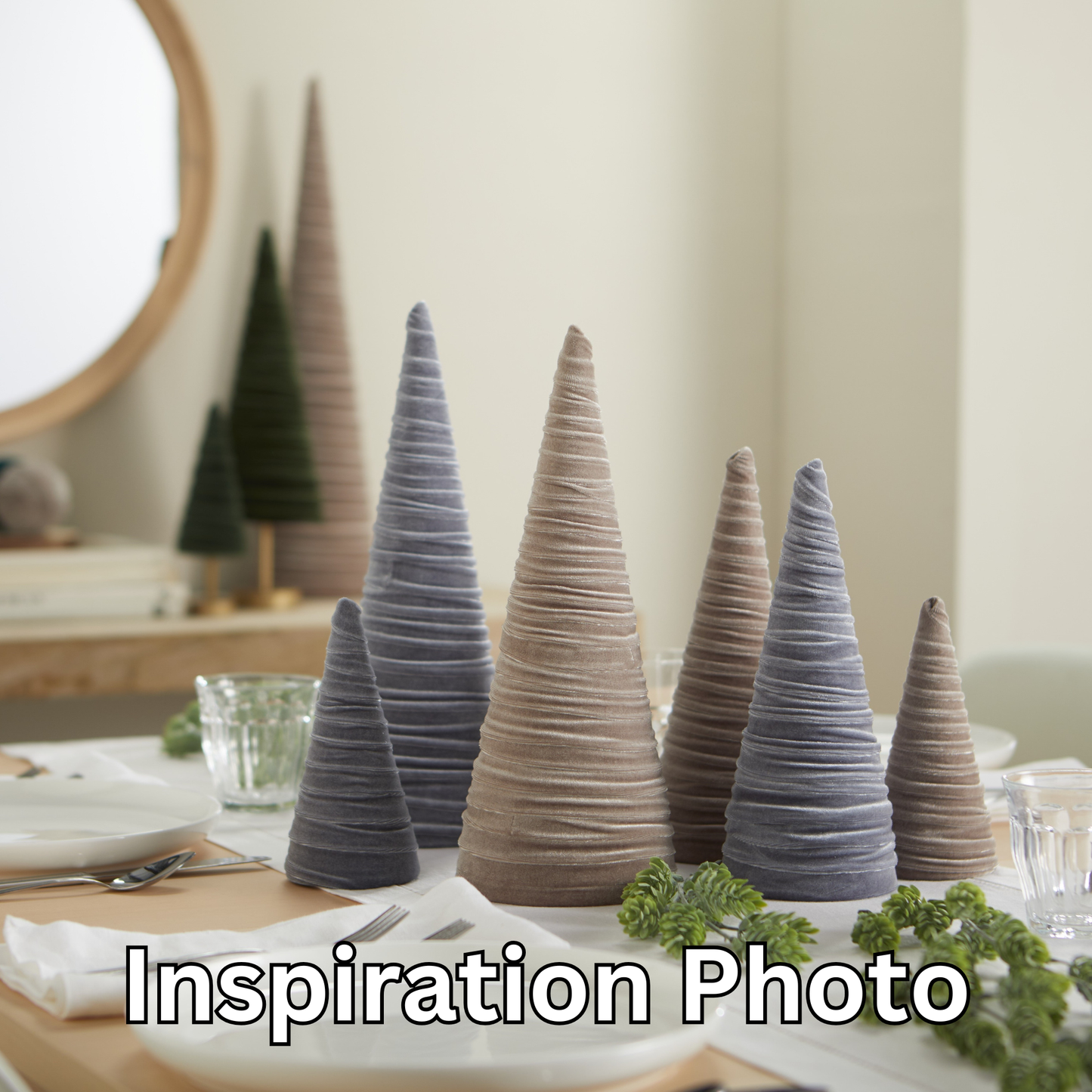 Cones Velvet Medium, Christmas 2025 Tabletop, Mantel, Gift