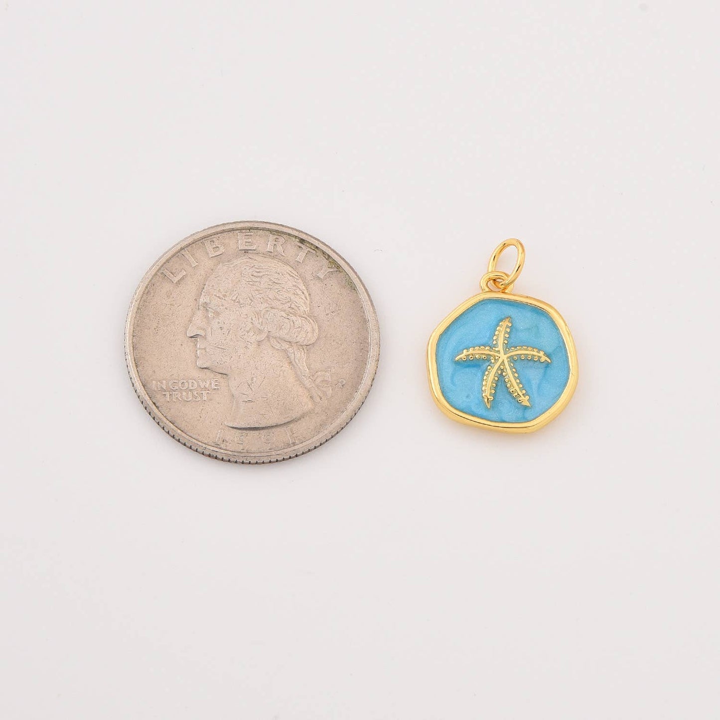 Gold Filled Starfish Charm Blue or White Enamel CP2276