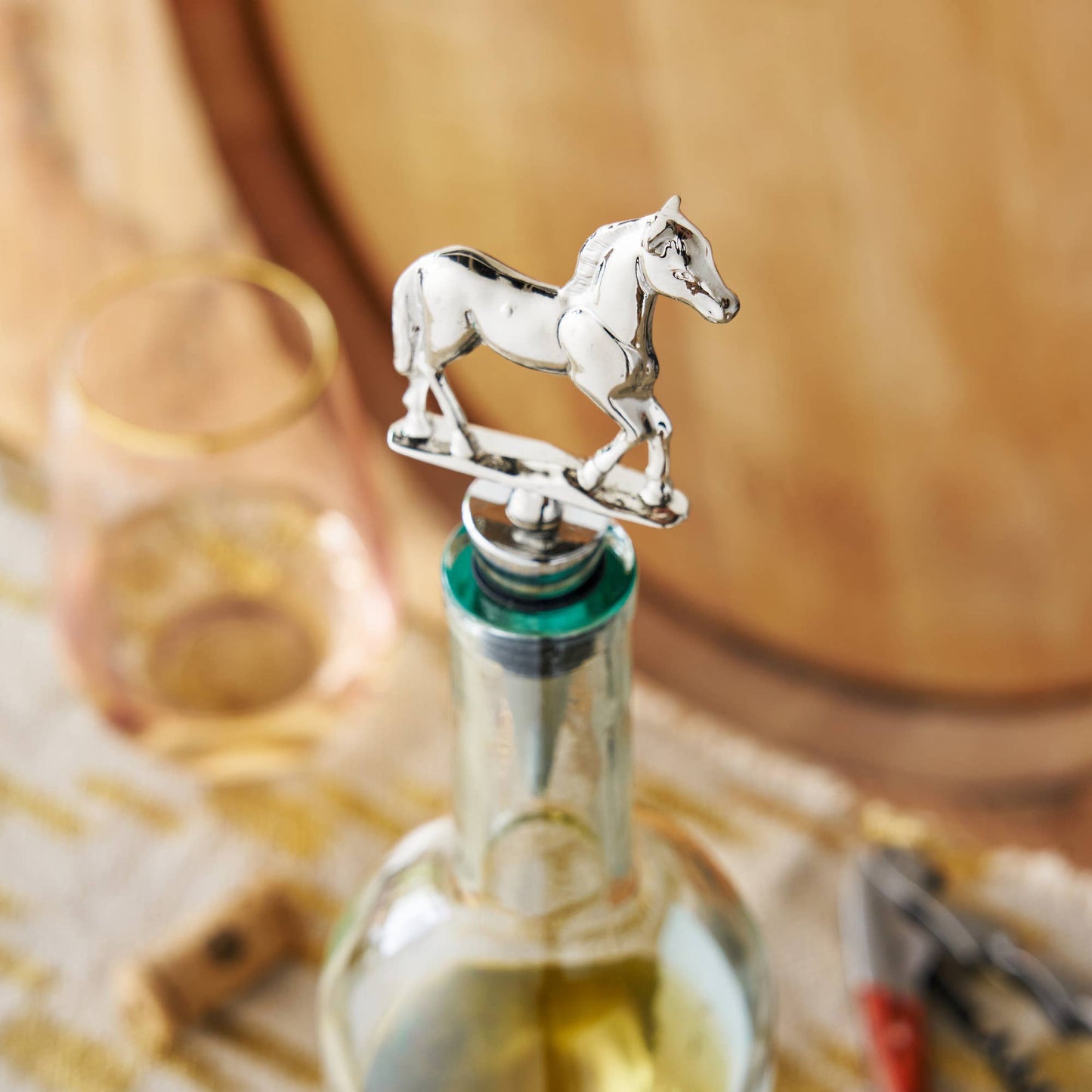 Chrome Finished Pewter Kentucky Derby Racehorse Wine Stopper