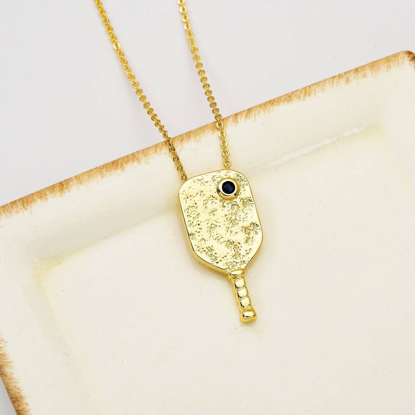 Gold Filled Pickleball Paddle Charm CZ Micro Pave, CP2060