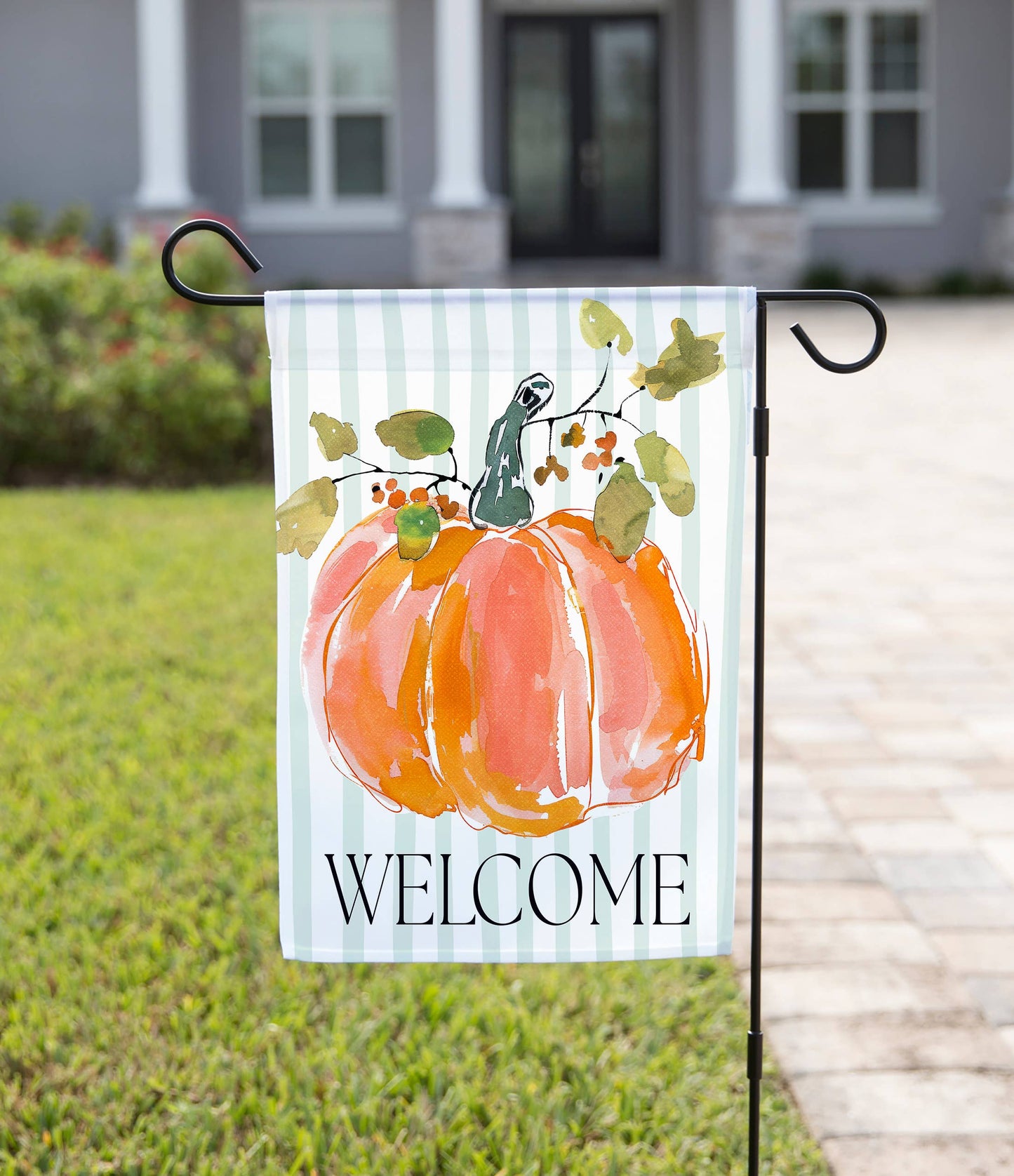 Fall Garden Flag - Watercolor Pumpkin