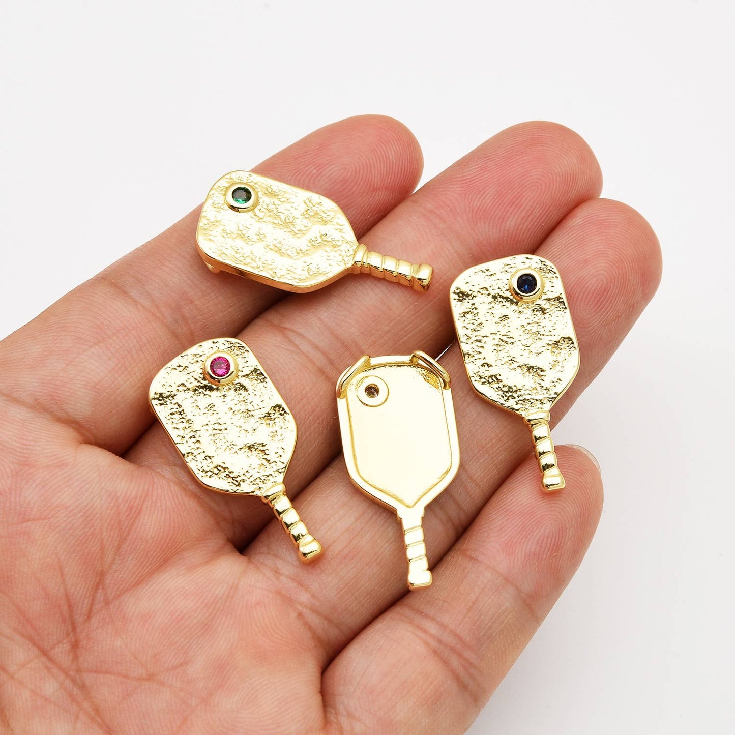 Gold Filled Pickleball Paddle Charm CZ Micro Pave, CP2060