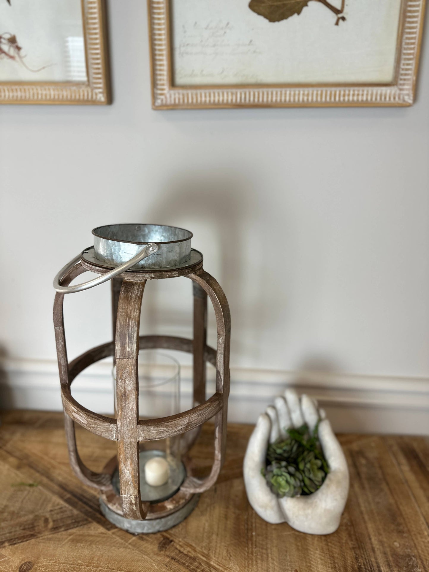 Wood lantern With Metal