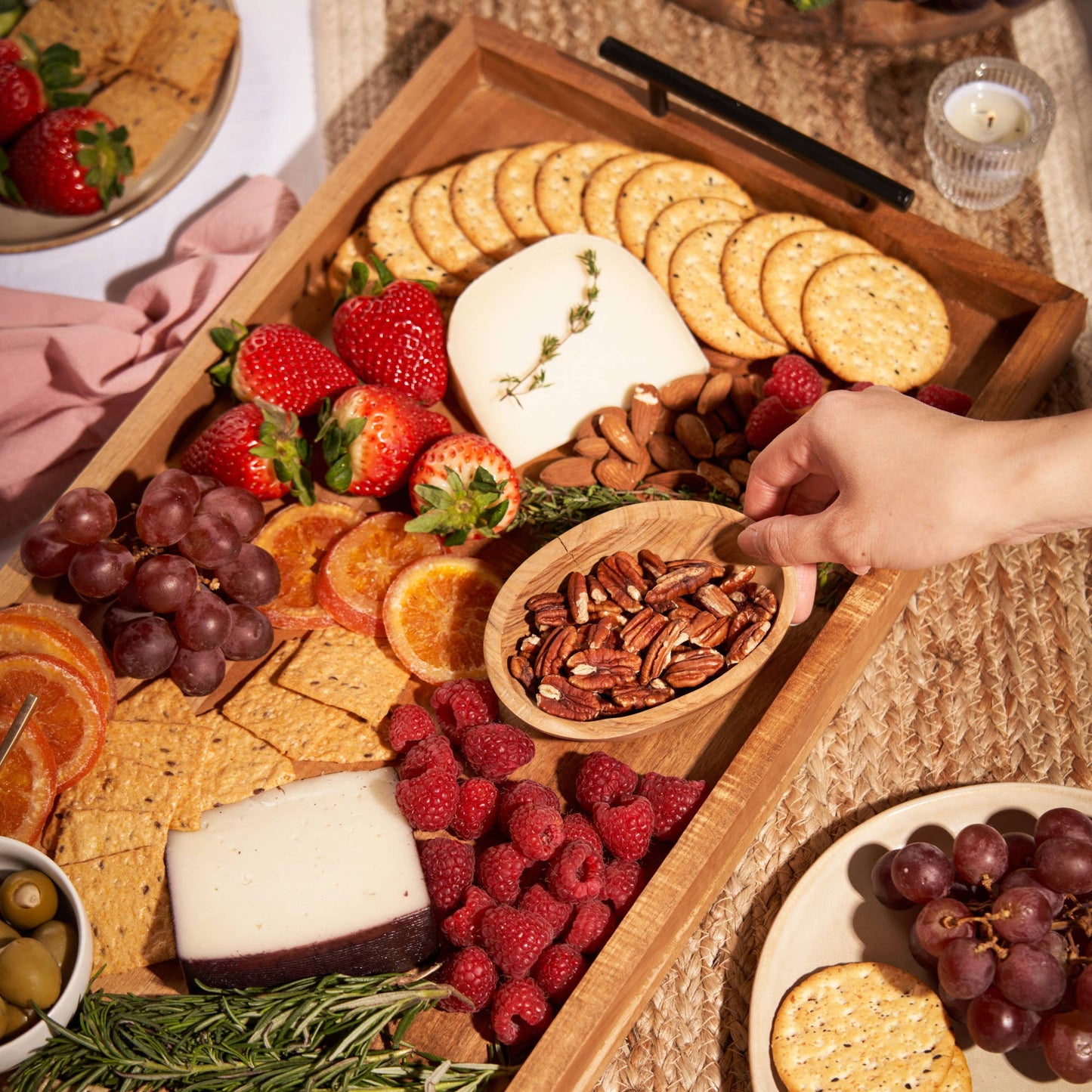 The Longboard 36 inch Acacia Cheese Platter w Metal Handles