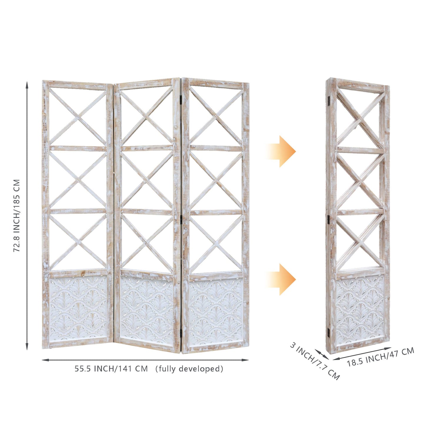 3 Panel Room Divider and Folding Screen