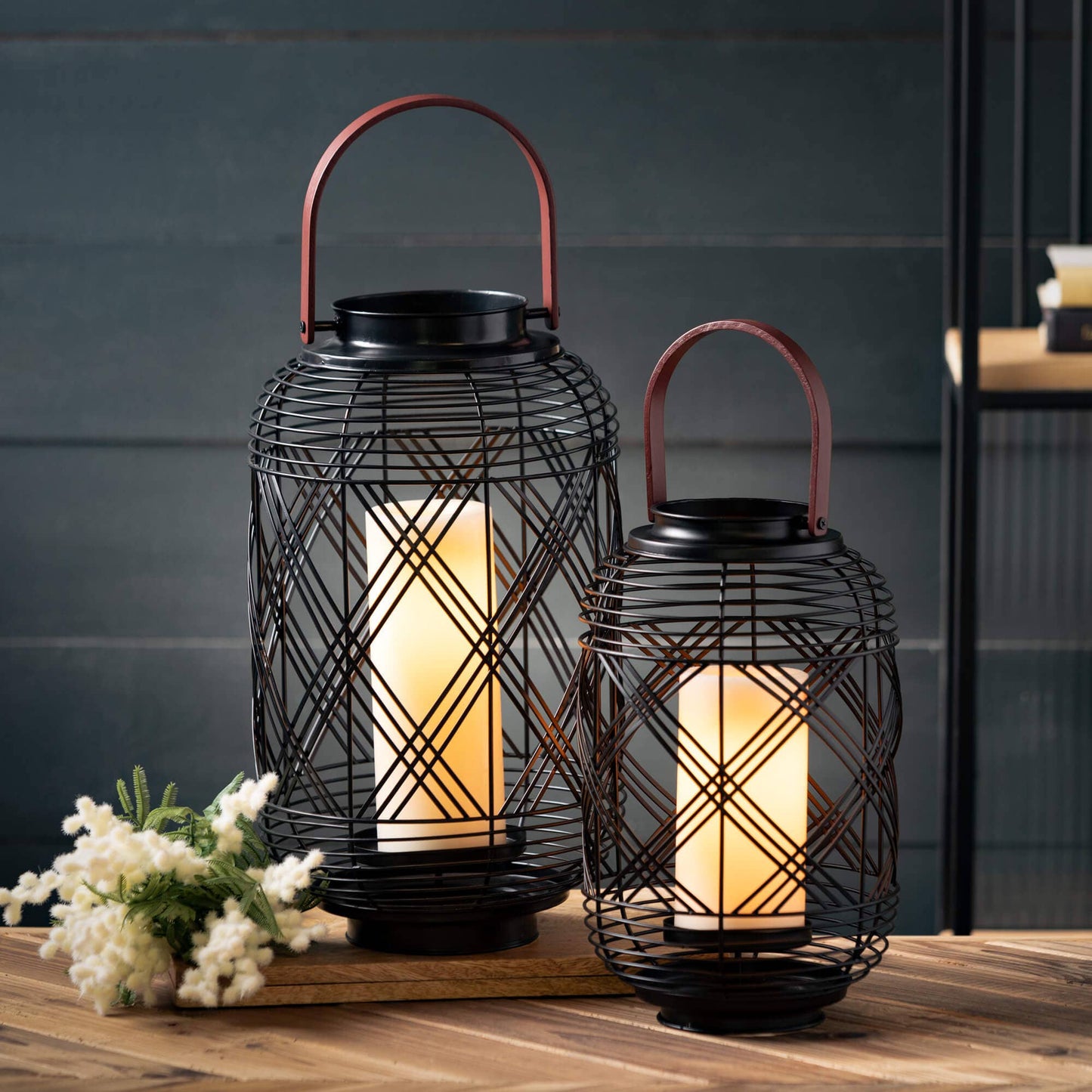 Beautiful black metal woven lanterns