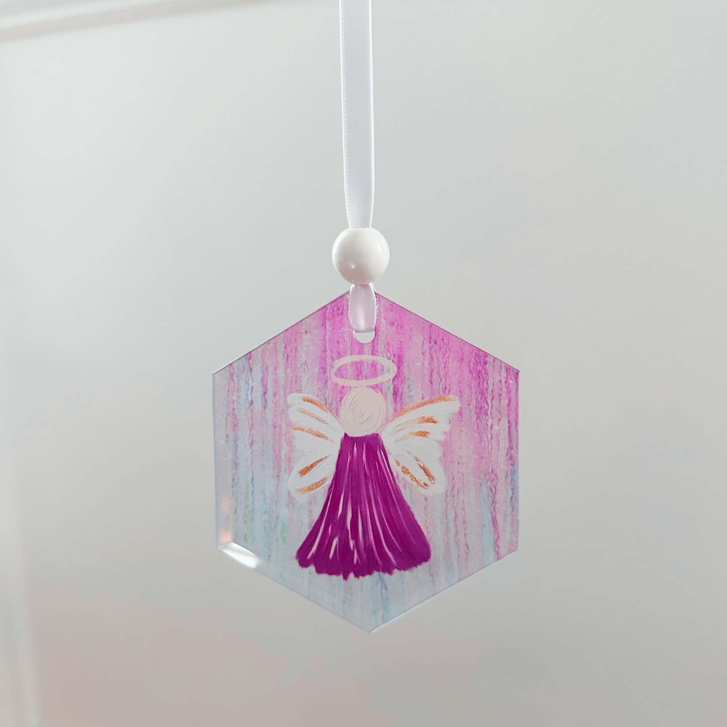 Window Charm - Hand Painted Purple Angel | Suncatcher
