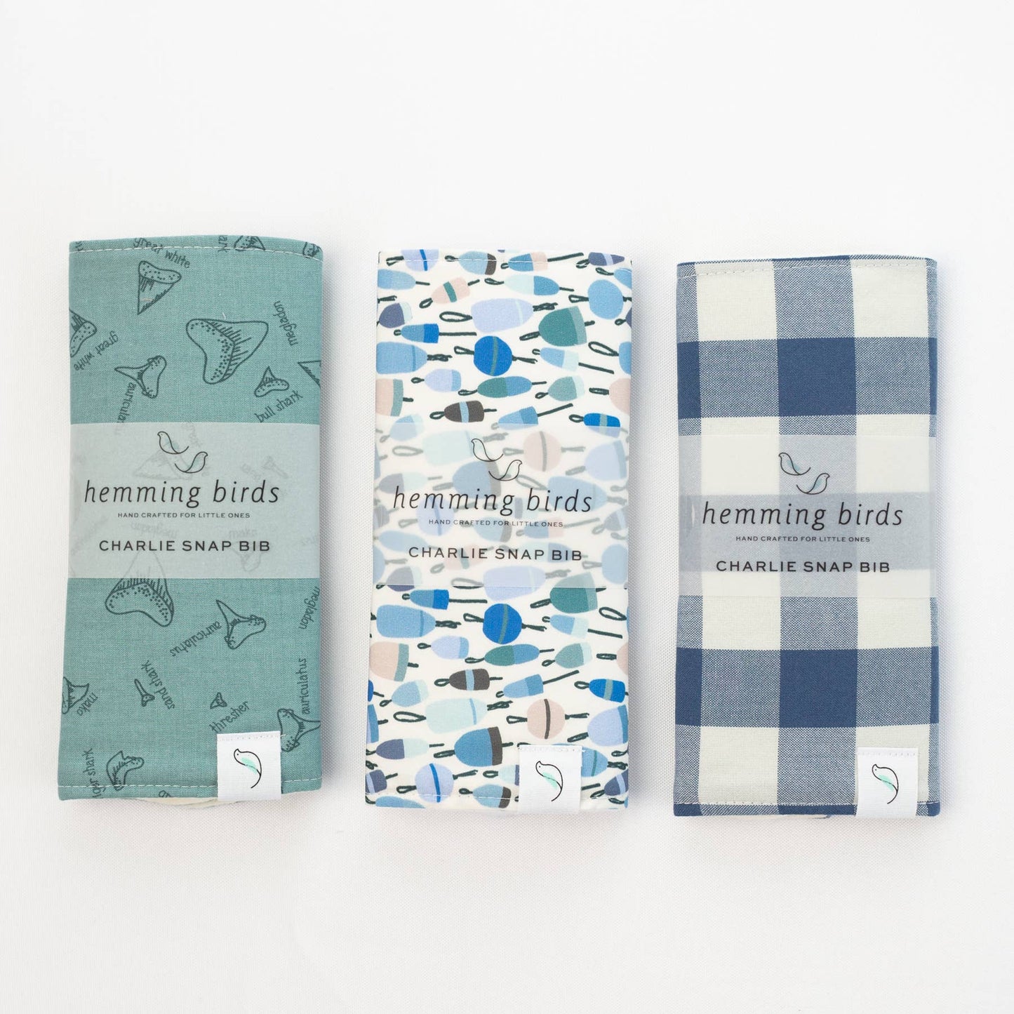 Charlie Snap Bib - Denim Gingham