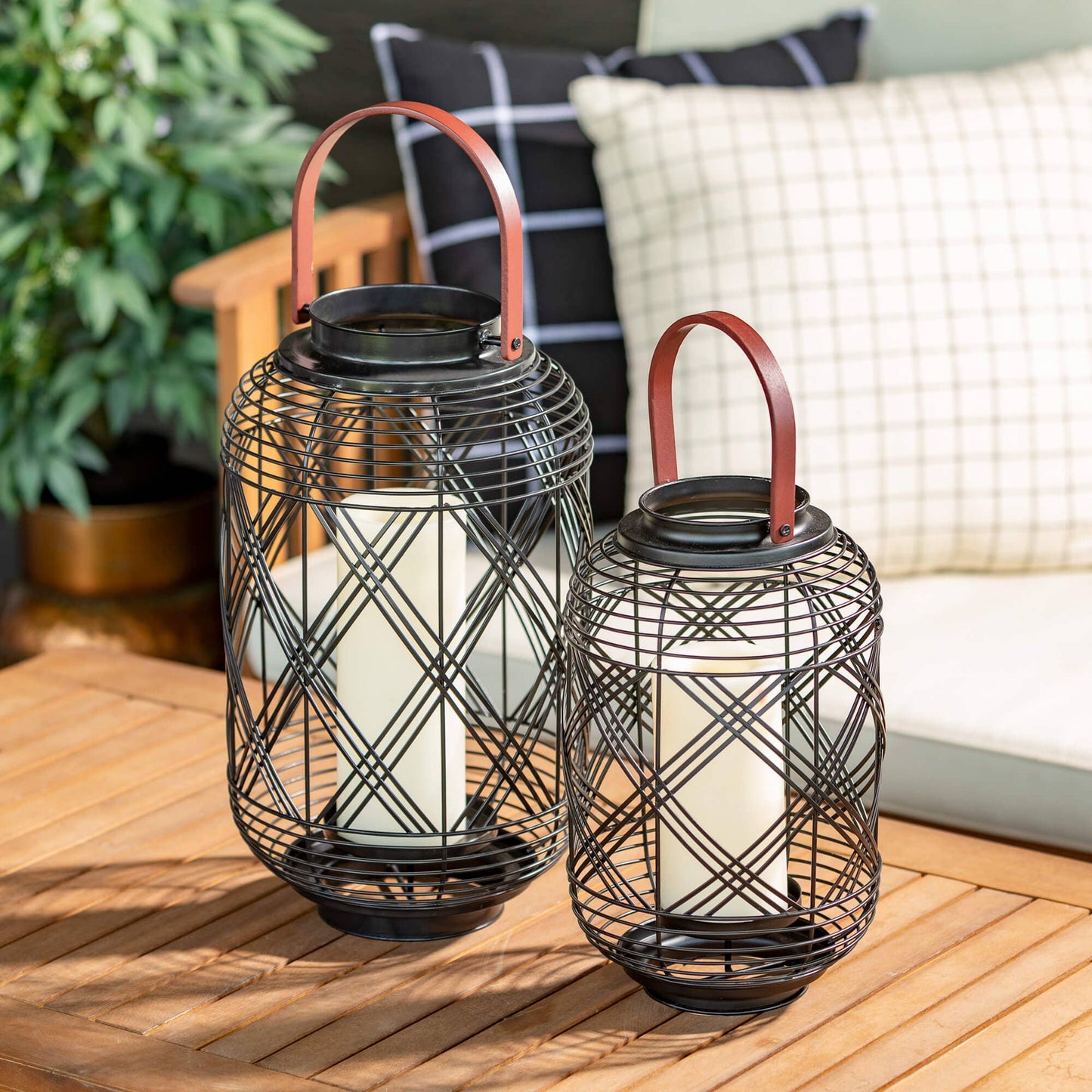 Beautiful black metal woven lanterns