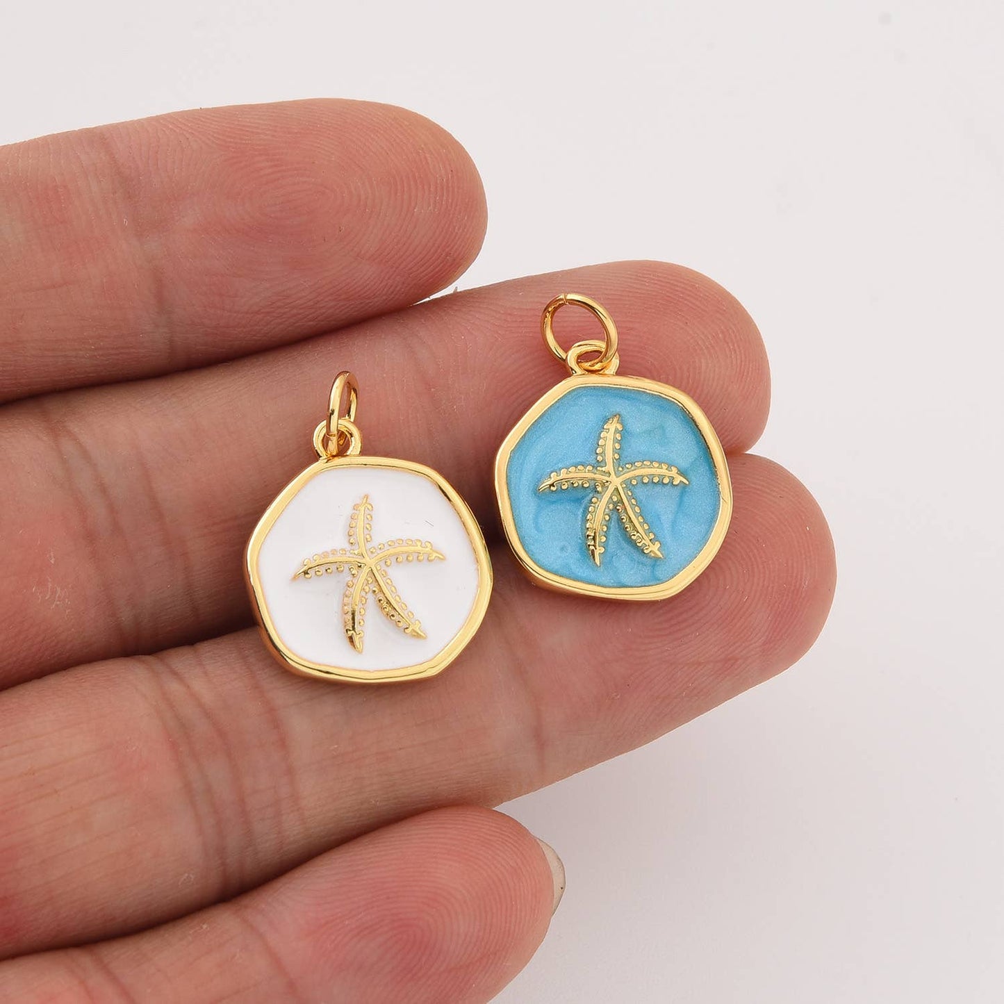 Gold Filled Starfish Charm Blue or White Enamel CP2276