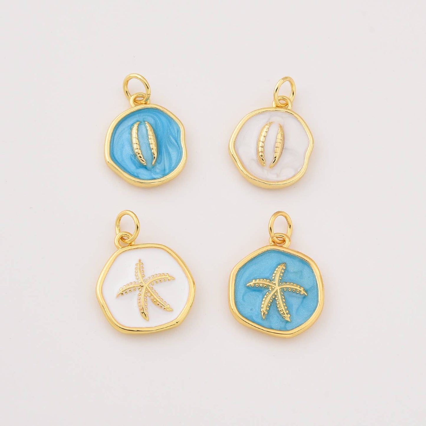 Gold Filled Starfish Charm Blue or White Enamel CP2276