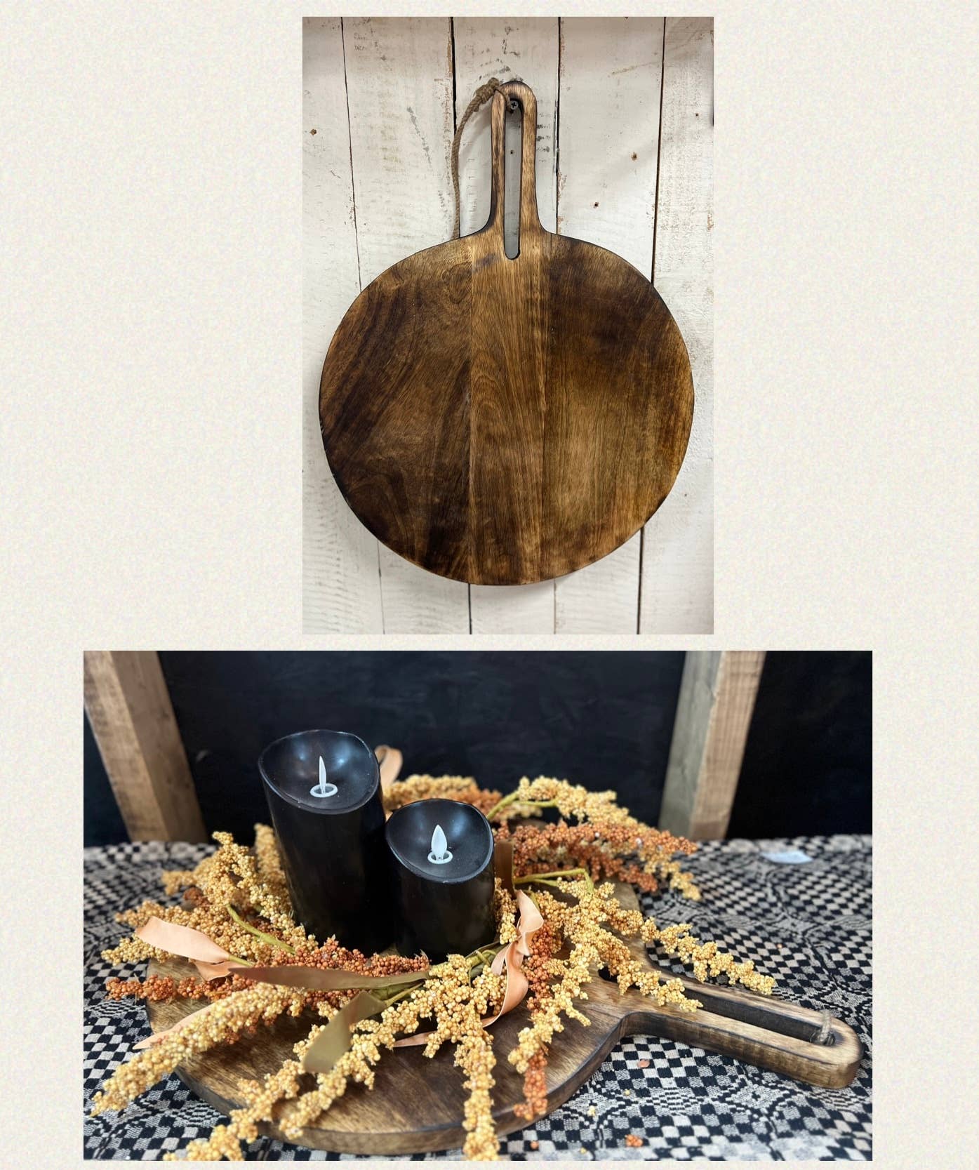 Dark Wood Round Chopping Board 20x15x0.5in