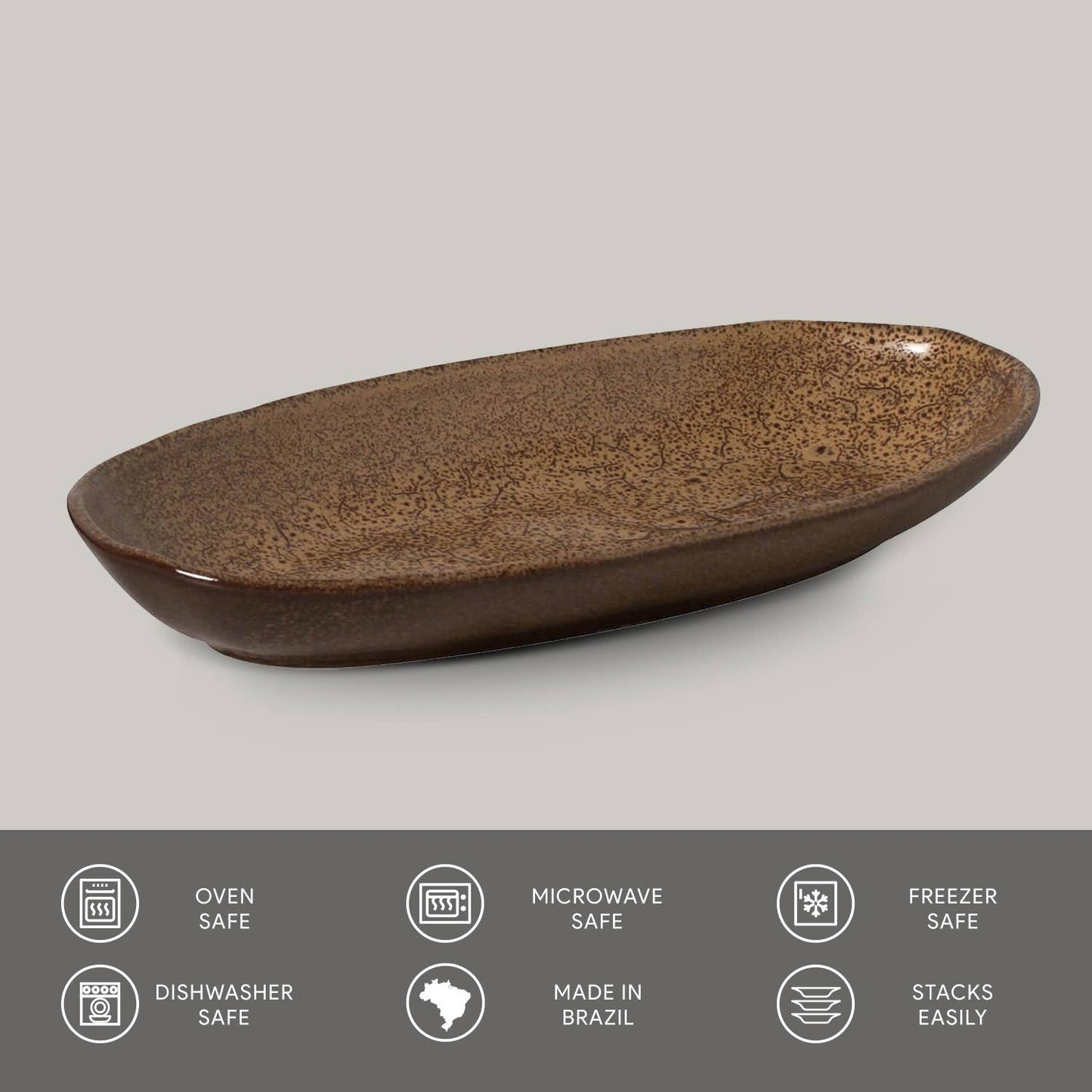 Deep Oval Platter Large Stoneware 12.6 x 6.3" Dijon