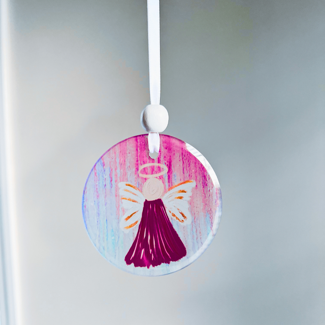 Window Charm - Hand Painted Purple Angel | Suncatcher
