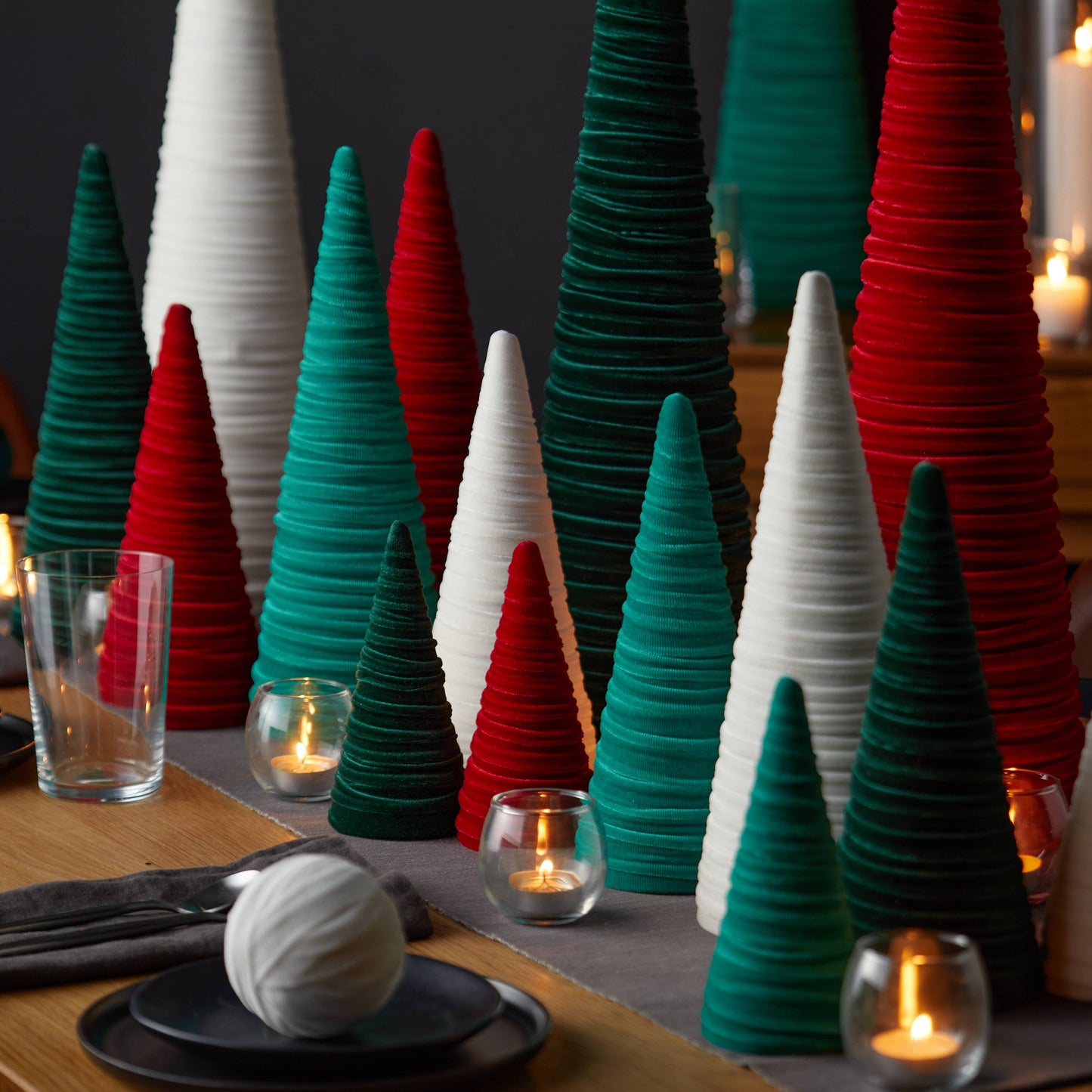 Cones Velvet Medium, Christmas 2025 Tabletop, Mantel, Gift