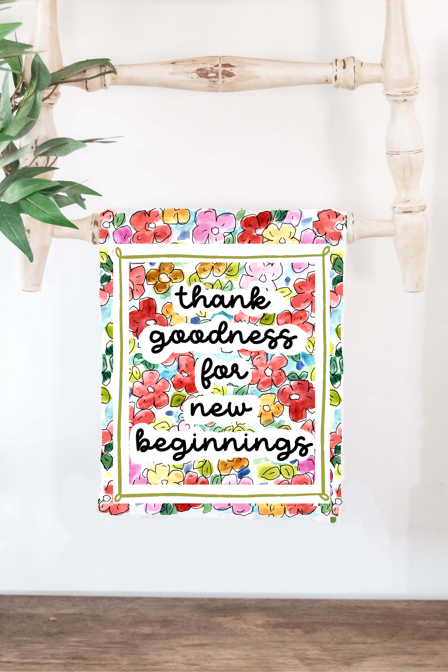Colorful New Beginnings Floral Towel