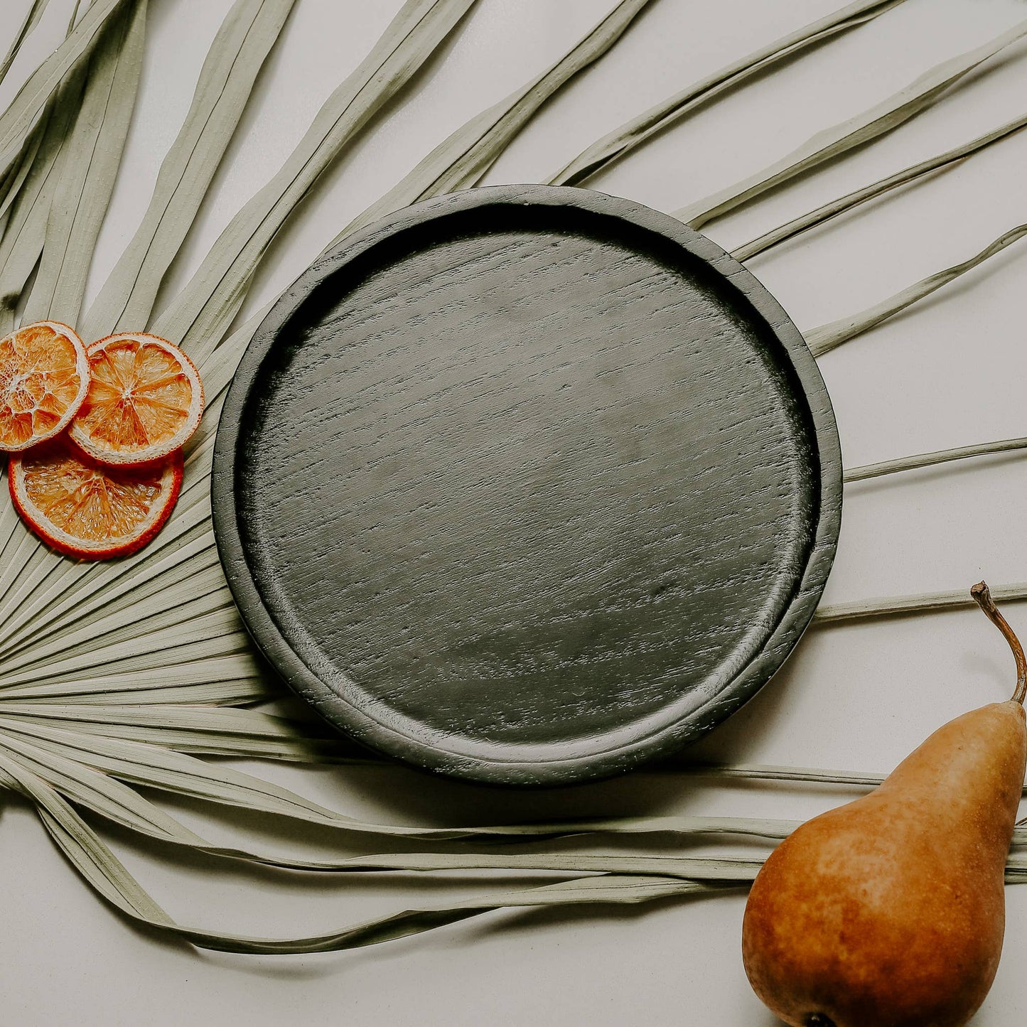 Black Round Wood Tray - Home Decor & Gifts