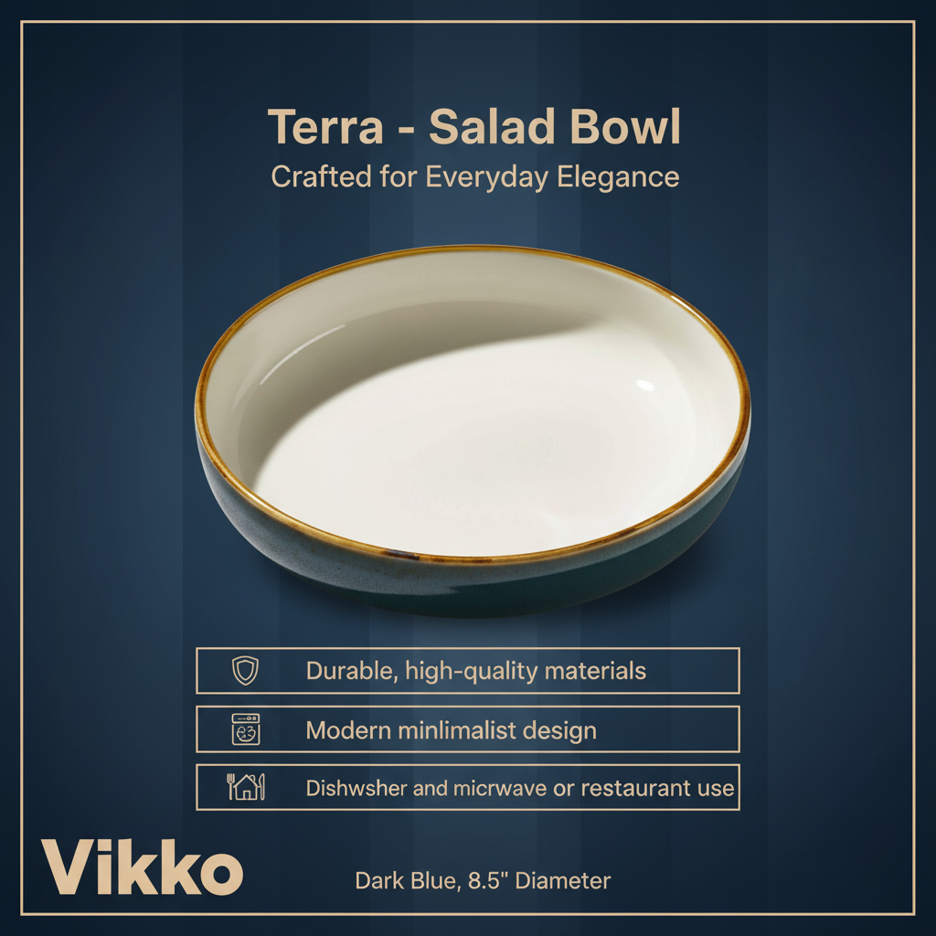Terra - Salad Bowl, Dark Blue, 8.5"