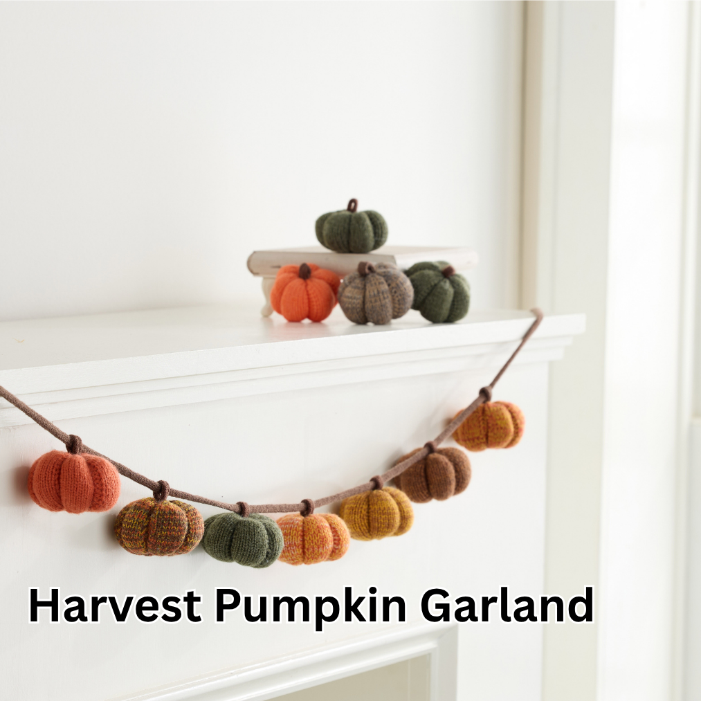 Knit Pumpkin Garland Autumn, Fall Accent, Thanksgiving Decor