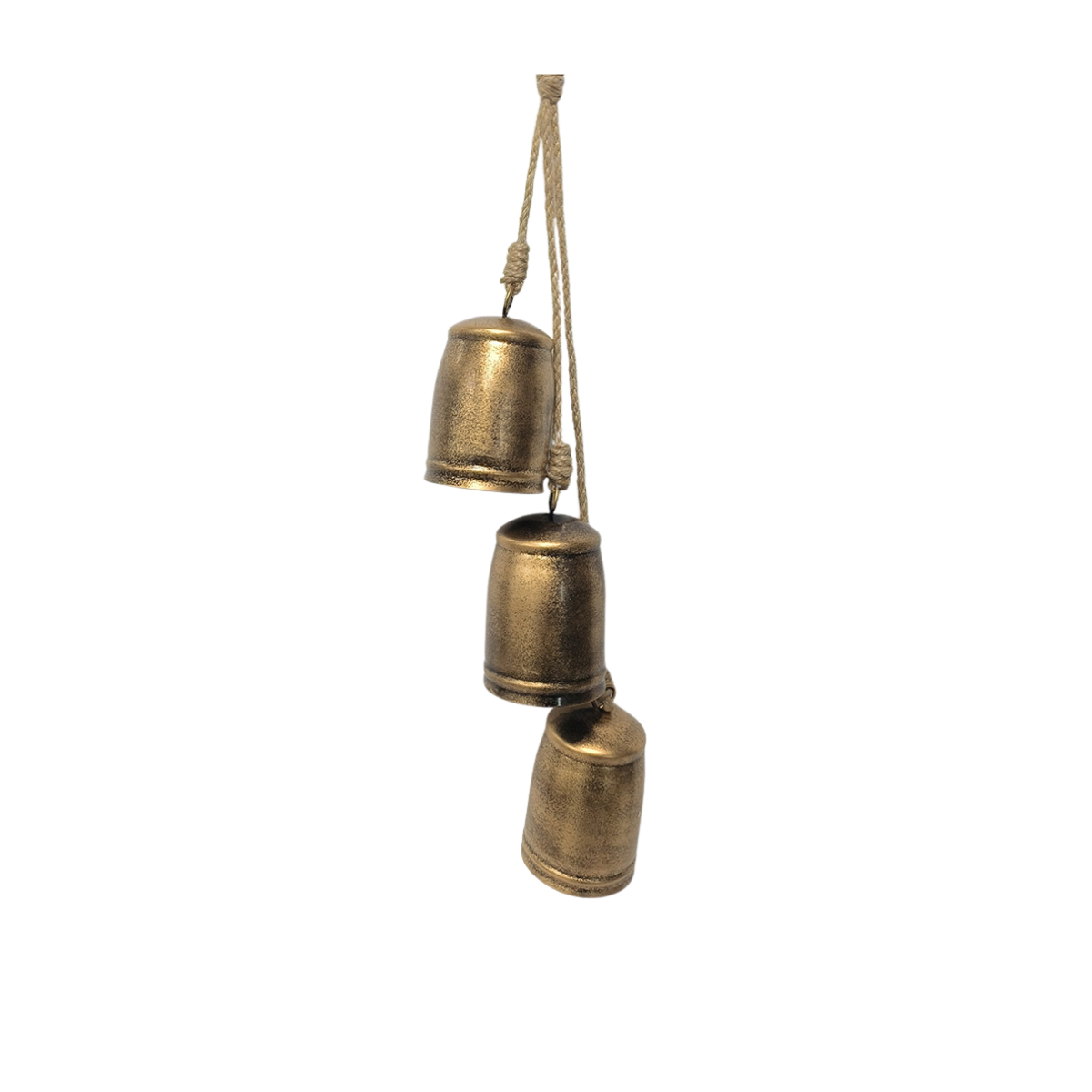 CL-2619 - 3 Antique Gold Bells on 21" Jute