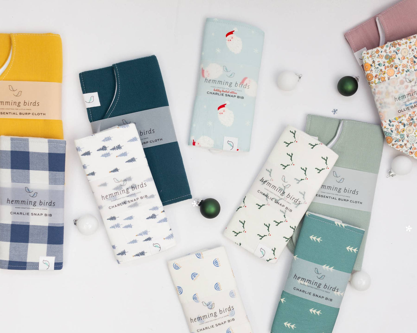 Holiday Charlie Snap Bib - Vintage Santas