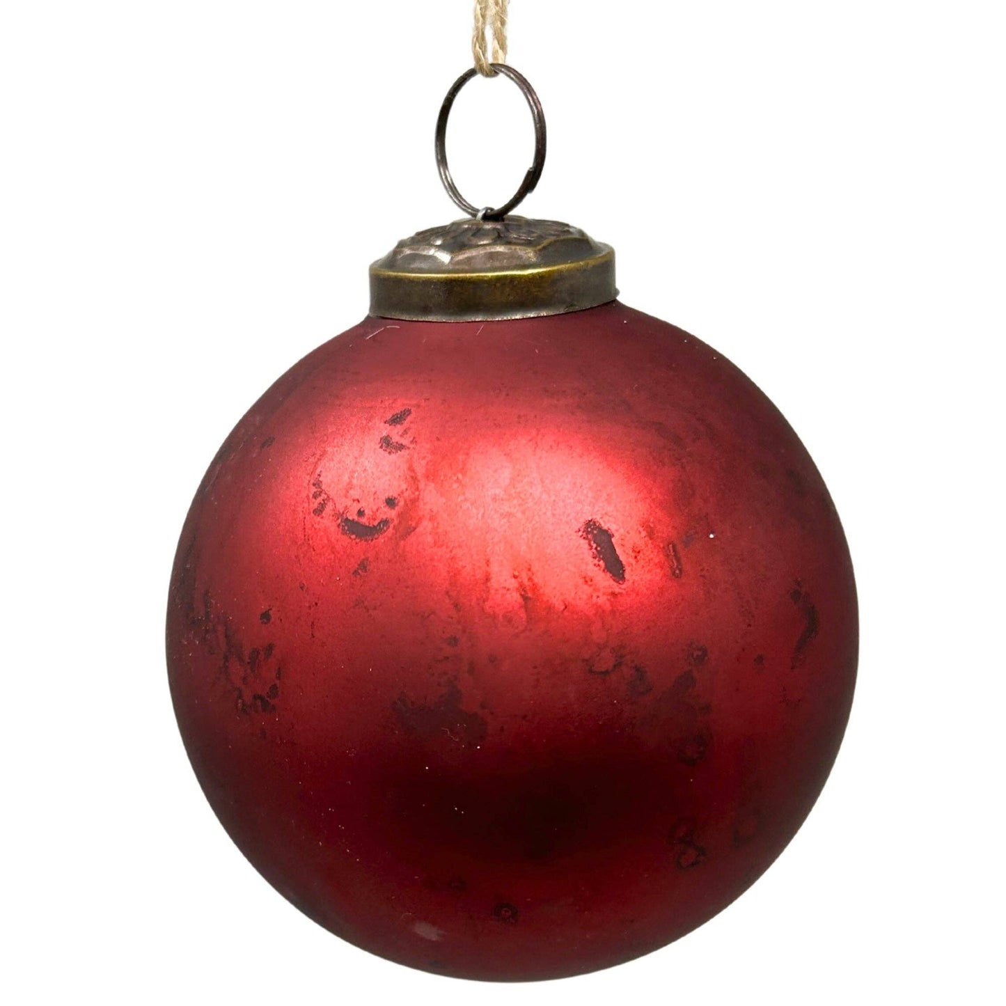Matte Marbled Glass Ball 4" - Burgundy