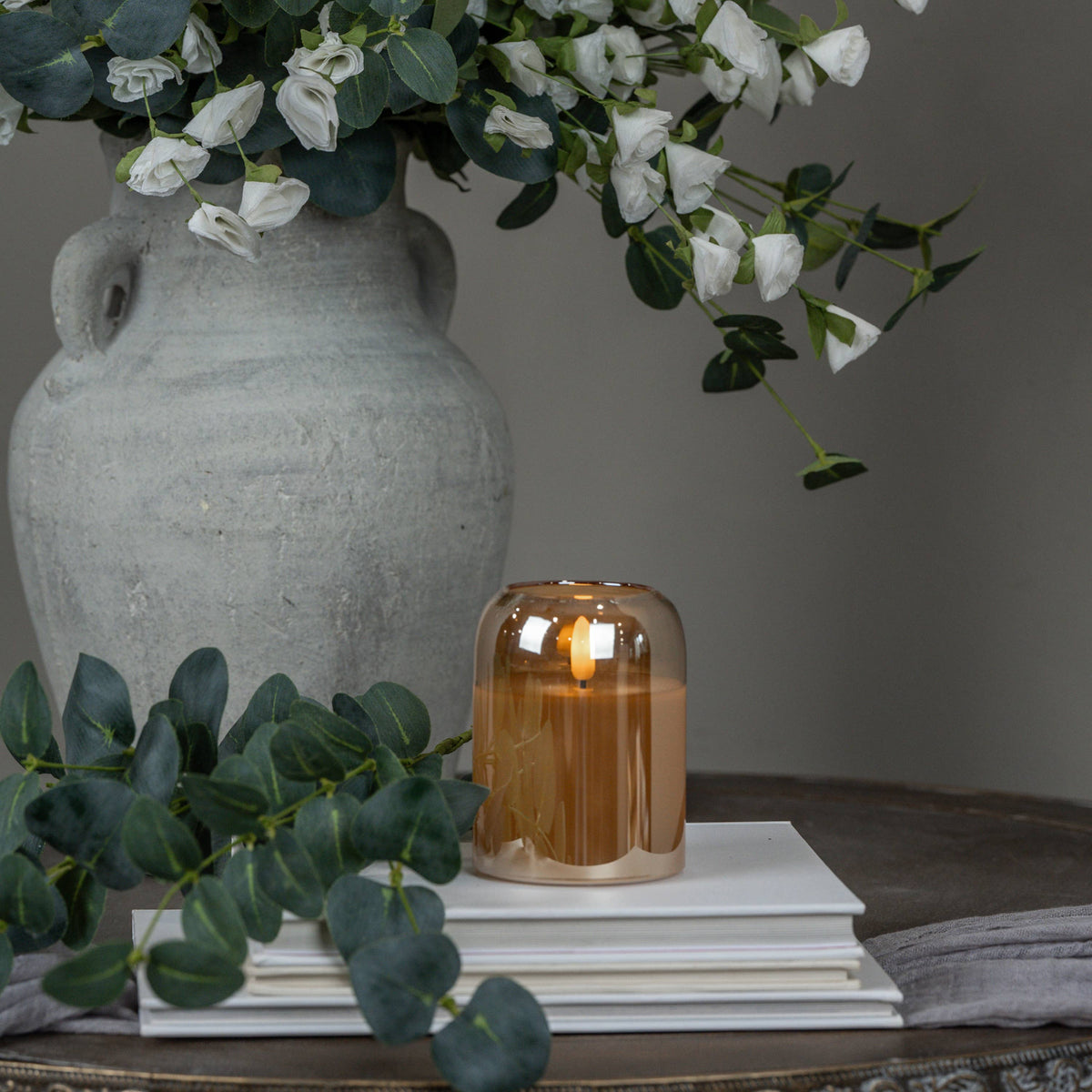 4" ARCHED CHAMPAGNE GLASS 3D FLAME CANDLE