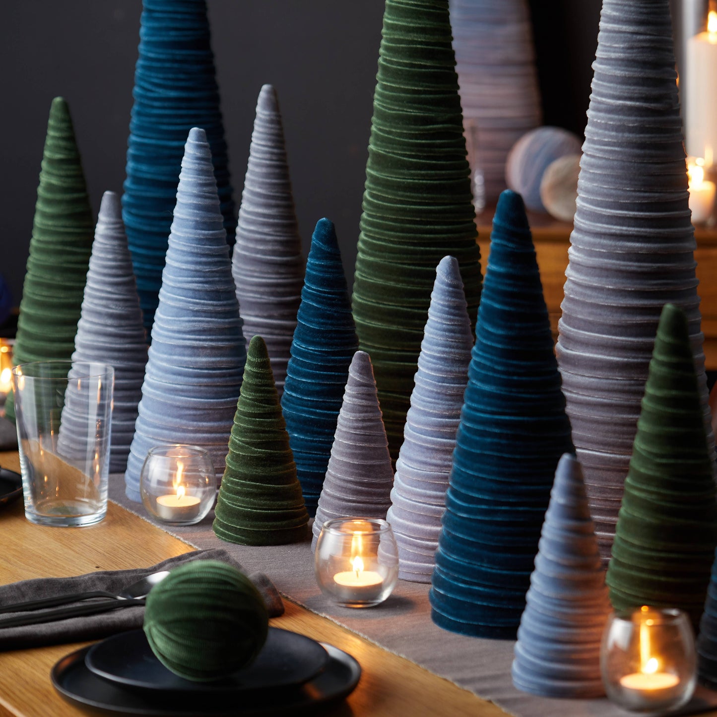 Cones Velvet Medium, Christmas 2025 Tabletop, Mantel, Gift