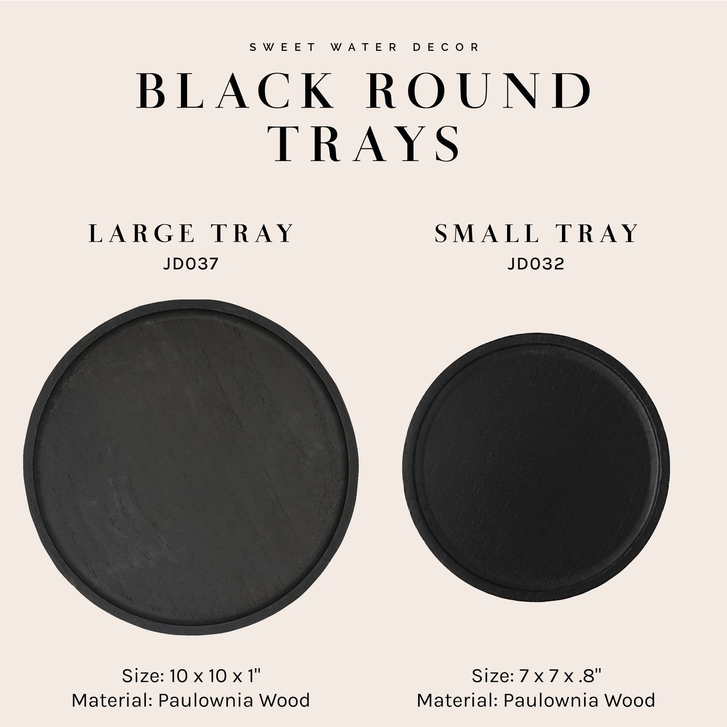 Black Round Wood Tray - Home Decor & Gifts