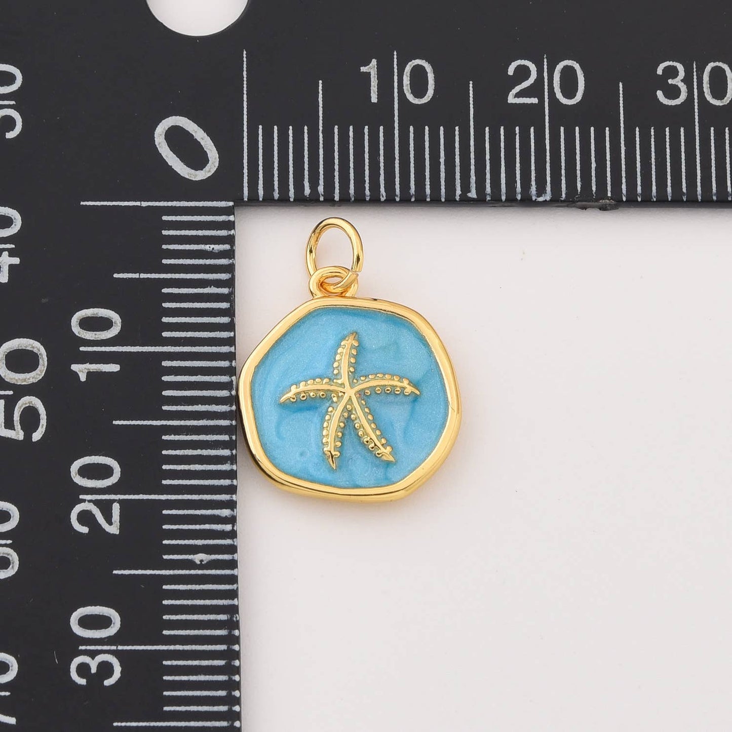 Gold Filled Starfish Charm Blue or White Enamel CP2276