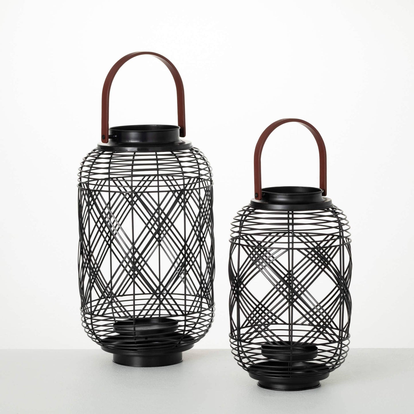 Beautiful black metal woven lanterns