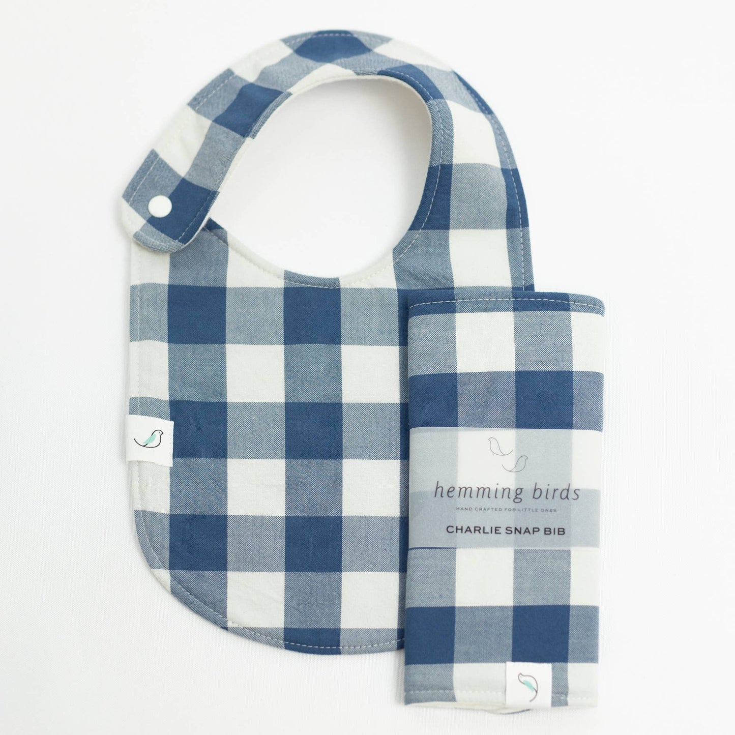 Charlie Snap Bib - Denim Gingham