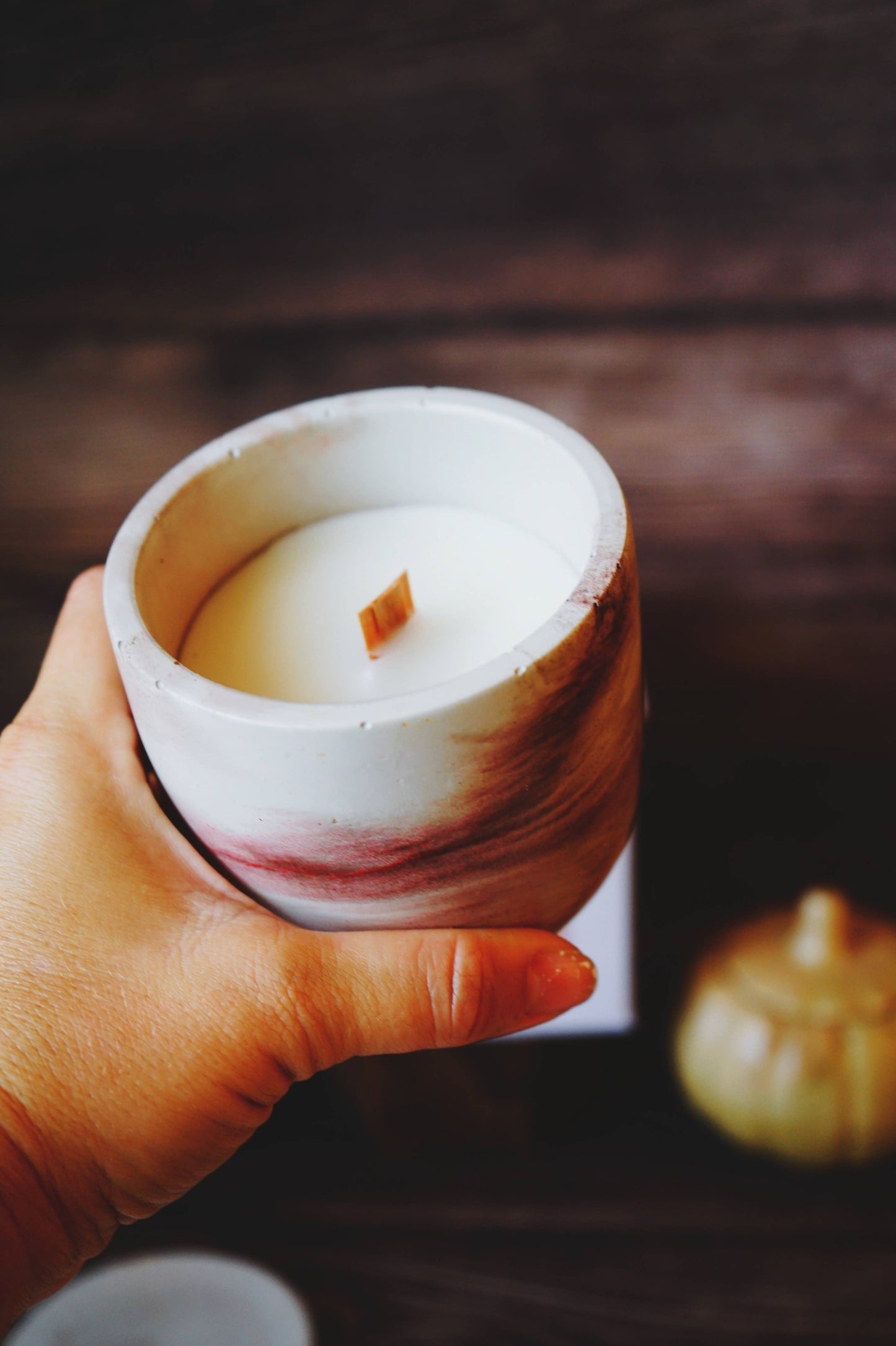 Golden Harvest Concrete Candle