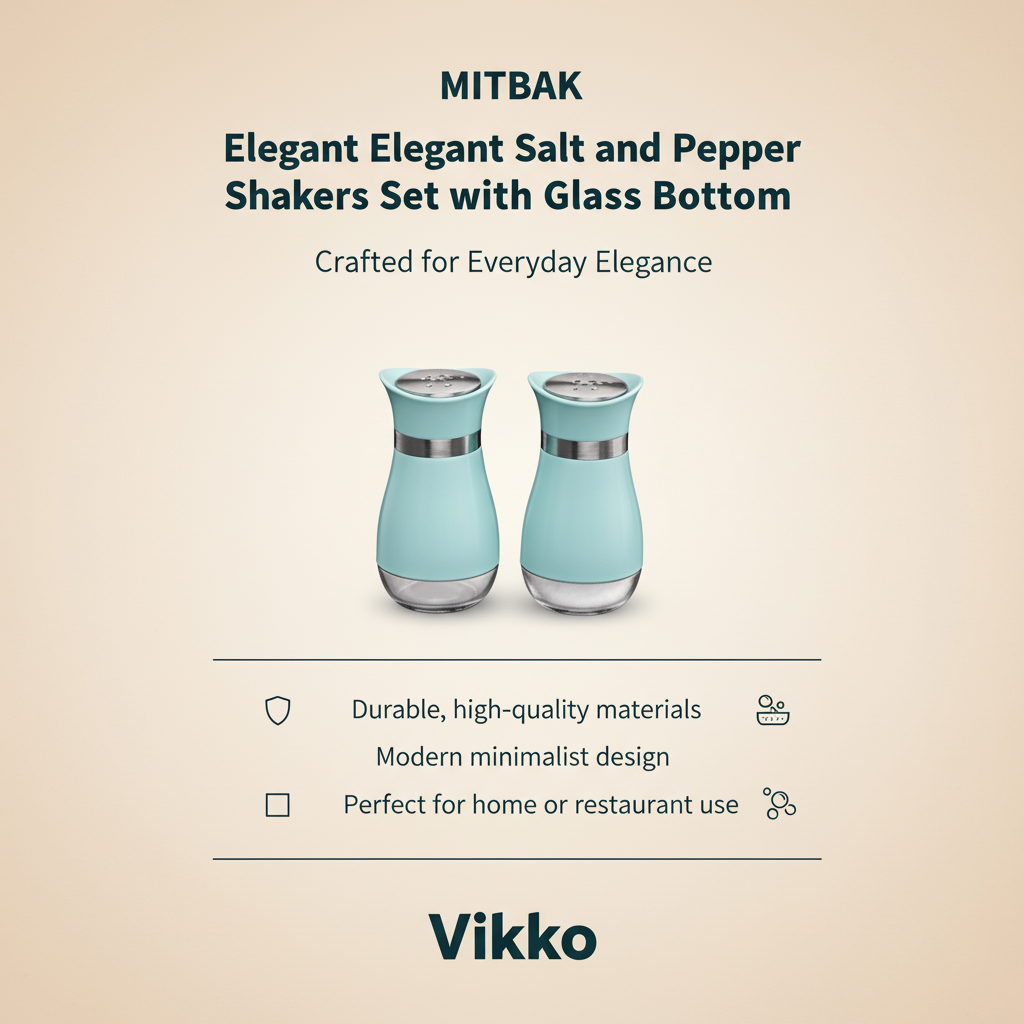 MITBAK Elegant Salt and Pepper Shakers Set with Glass Bottom