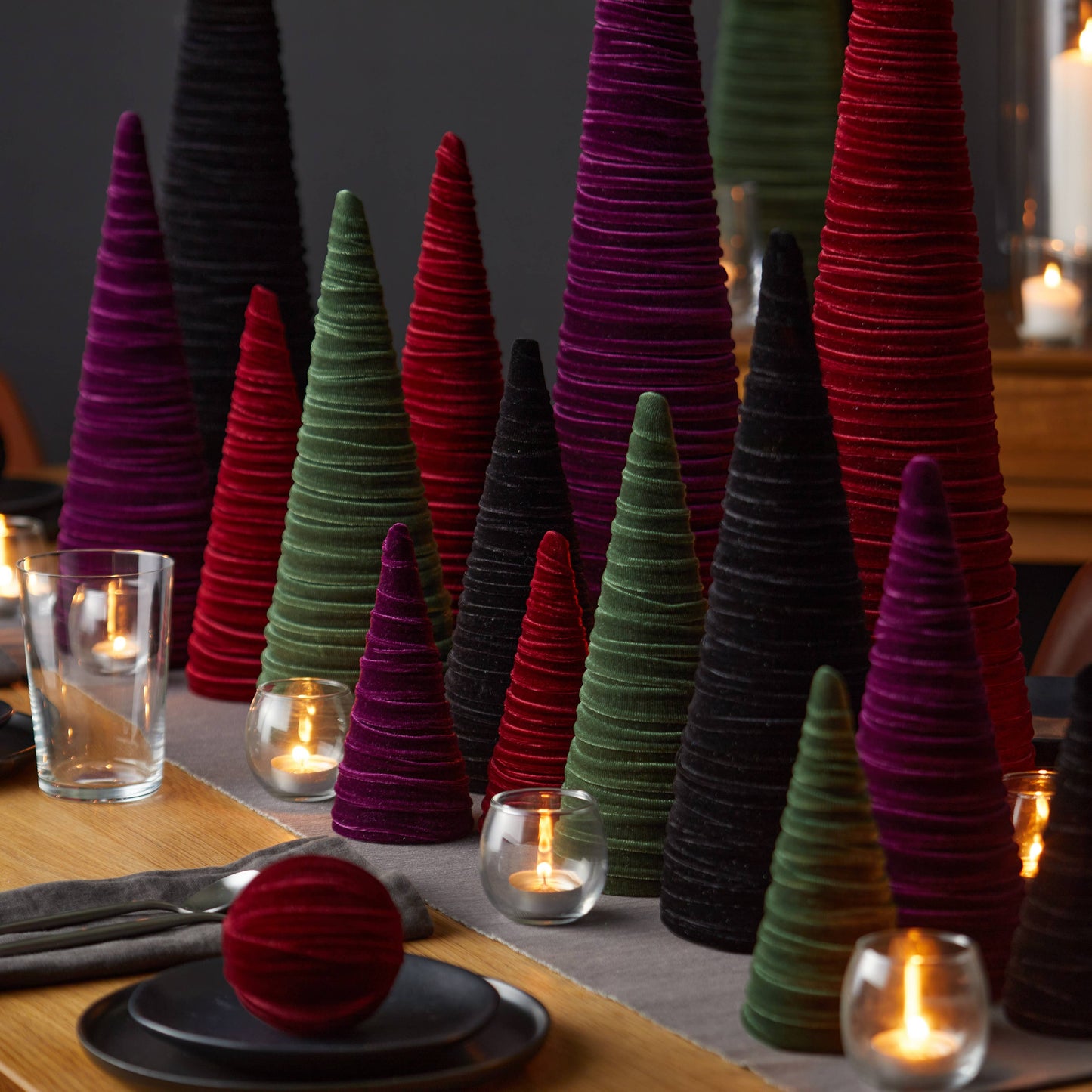 Cones Velvet Medium, Christmas 2025 Tabletop, Mantel, Gift
