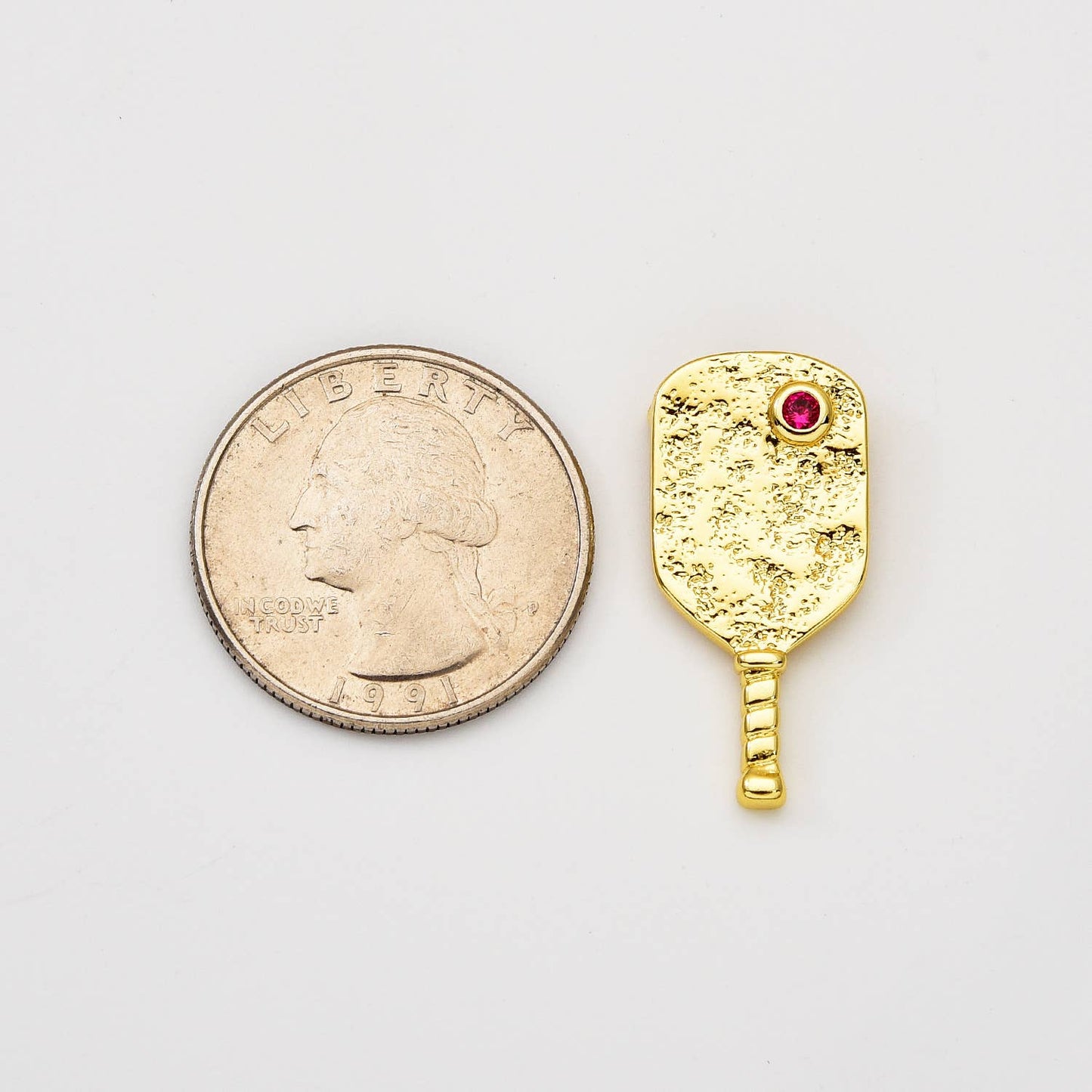 Gold Filled Pickleball Paddle Charm CZ Micro Pave, CP2060