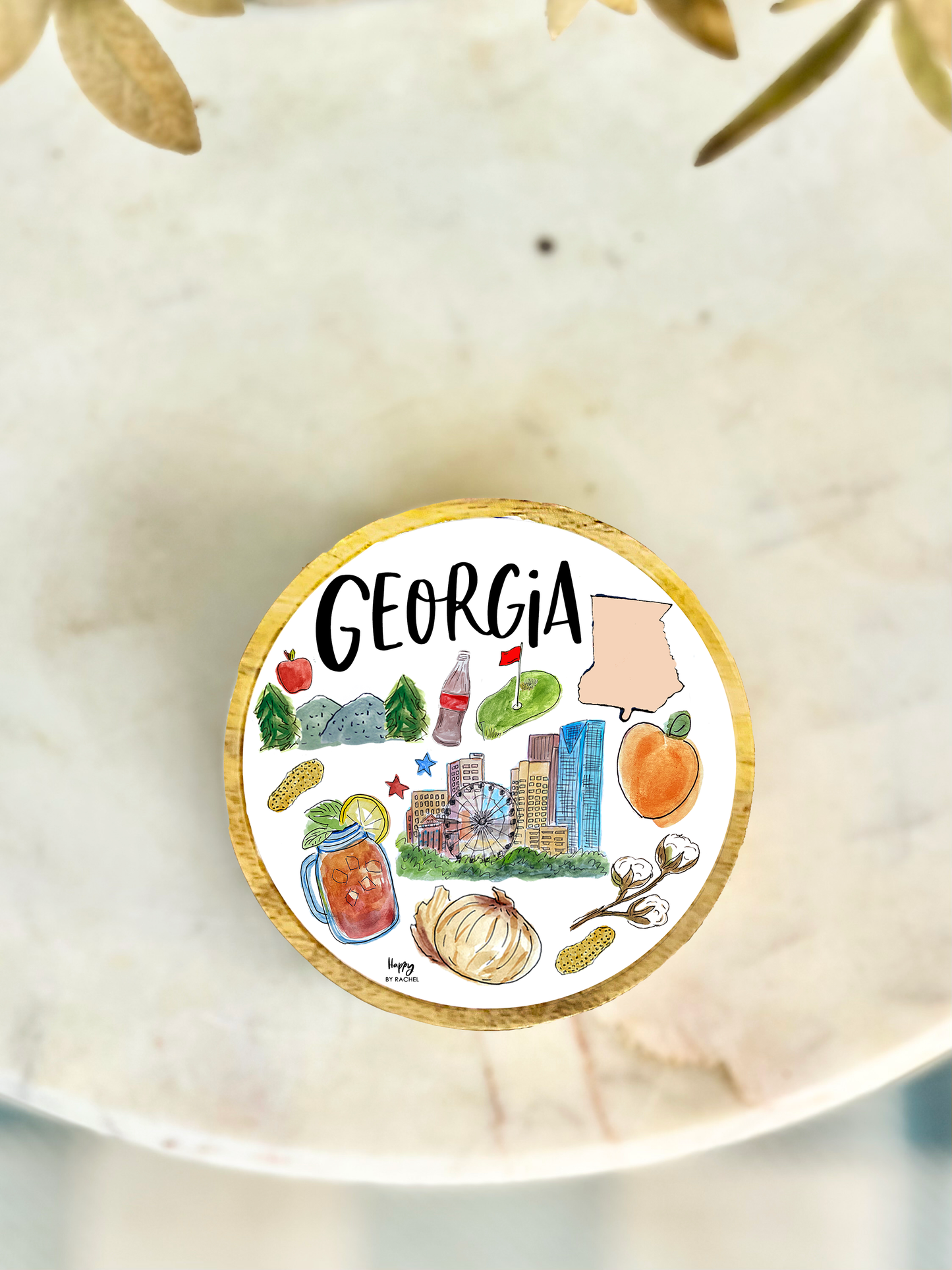 State of Georgia Wood & Enamel Tray