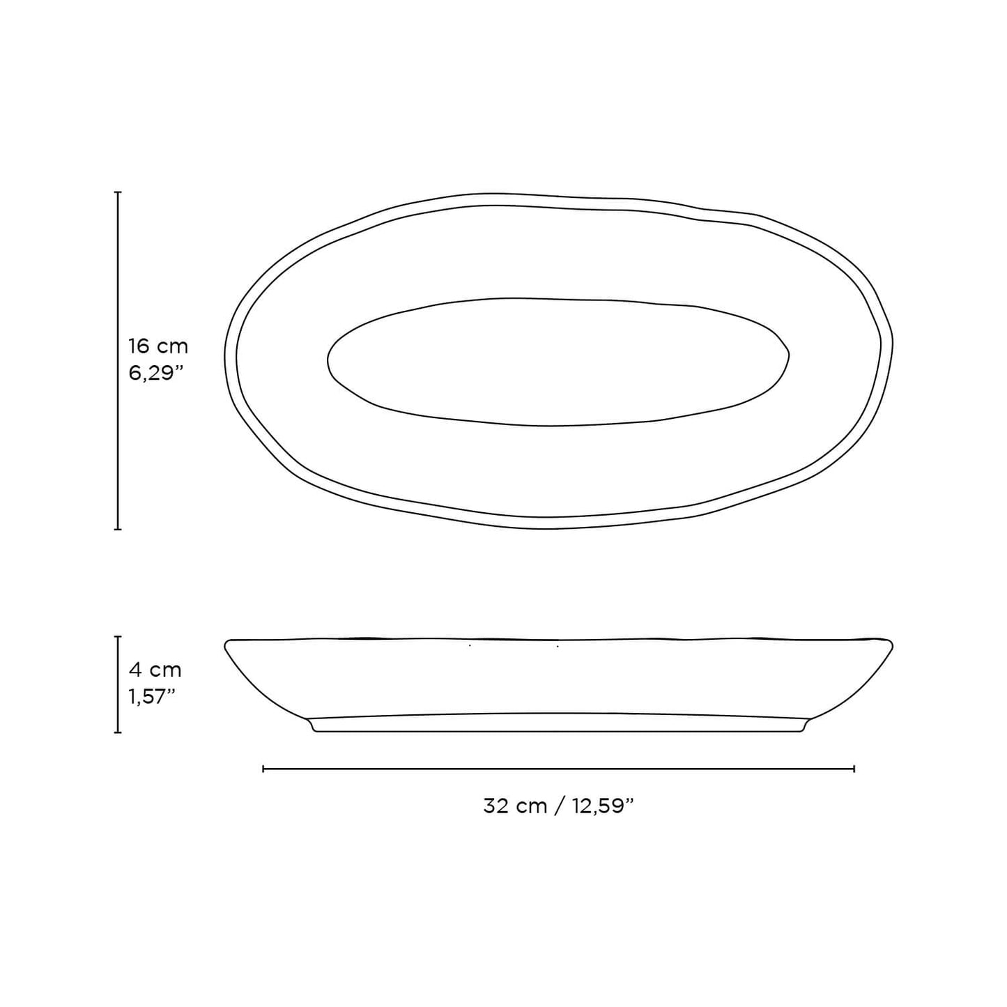 Deep Oval Platter Large Stoneware 12.6 x 6.3" Dijon